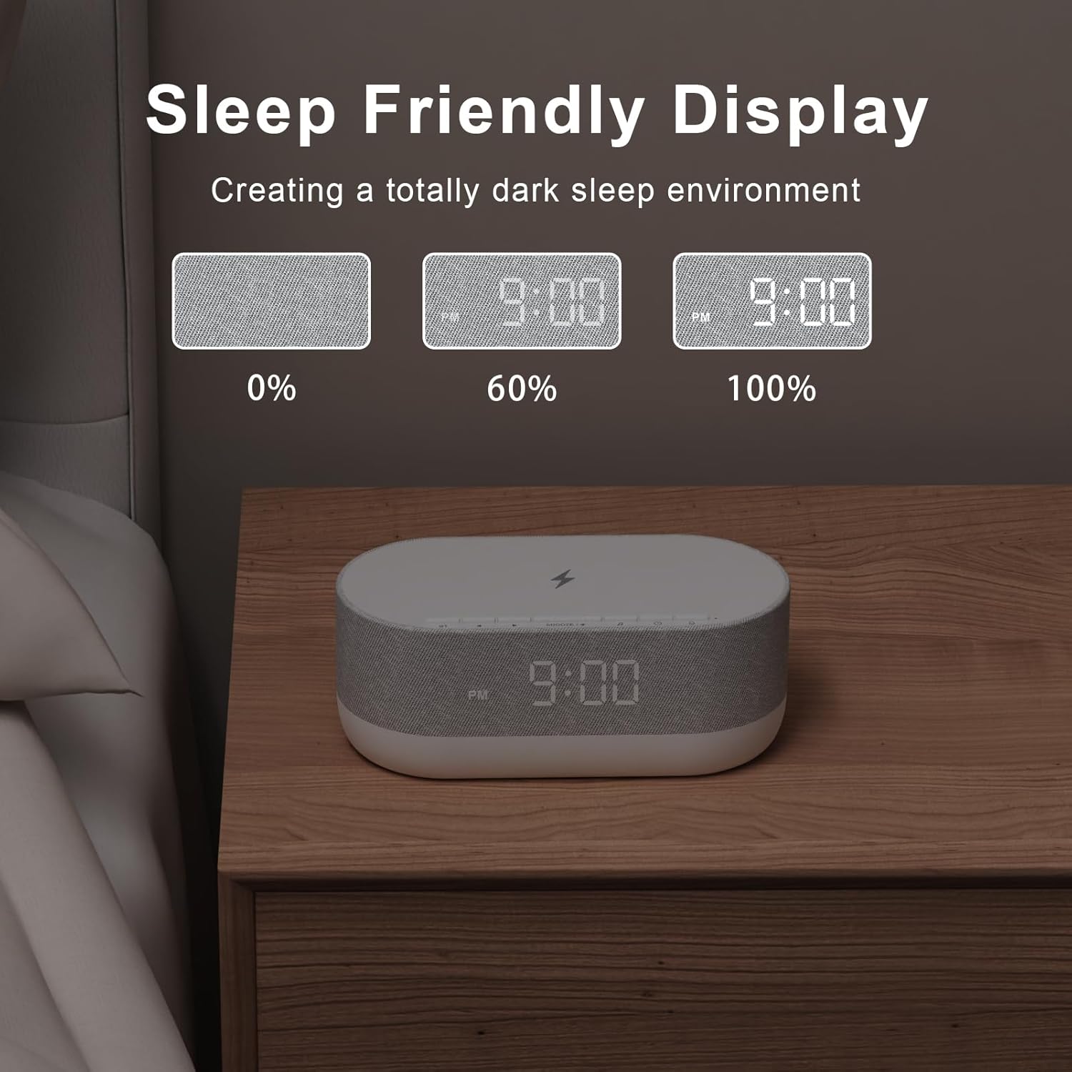 HOUSBAY 3 in 1 Sound Machine Alarm Clock Wireless Charger