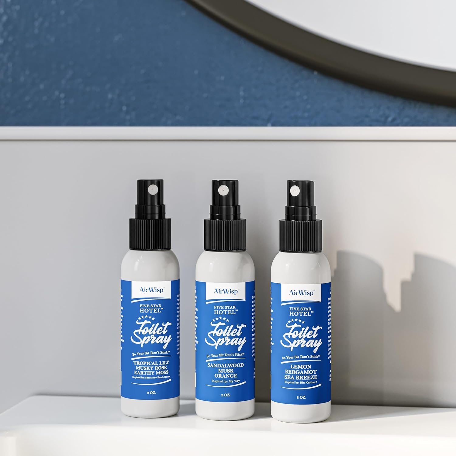AirWisp Toilet Spray 3 Pack - Hotel Scents Odor Eliminator
