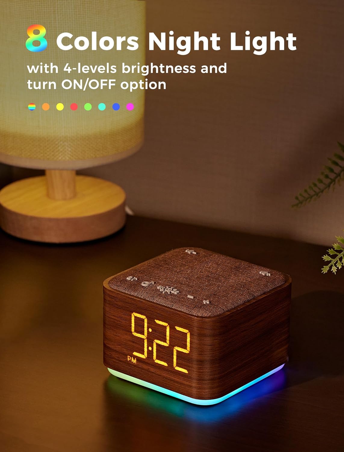 Mojikoo Sound Machine Alarm Clock with Bluetooth and Night Light 1
