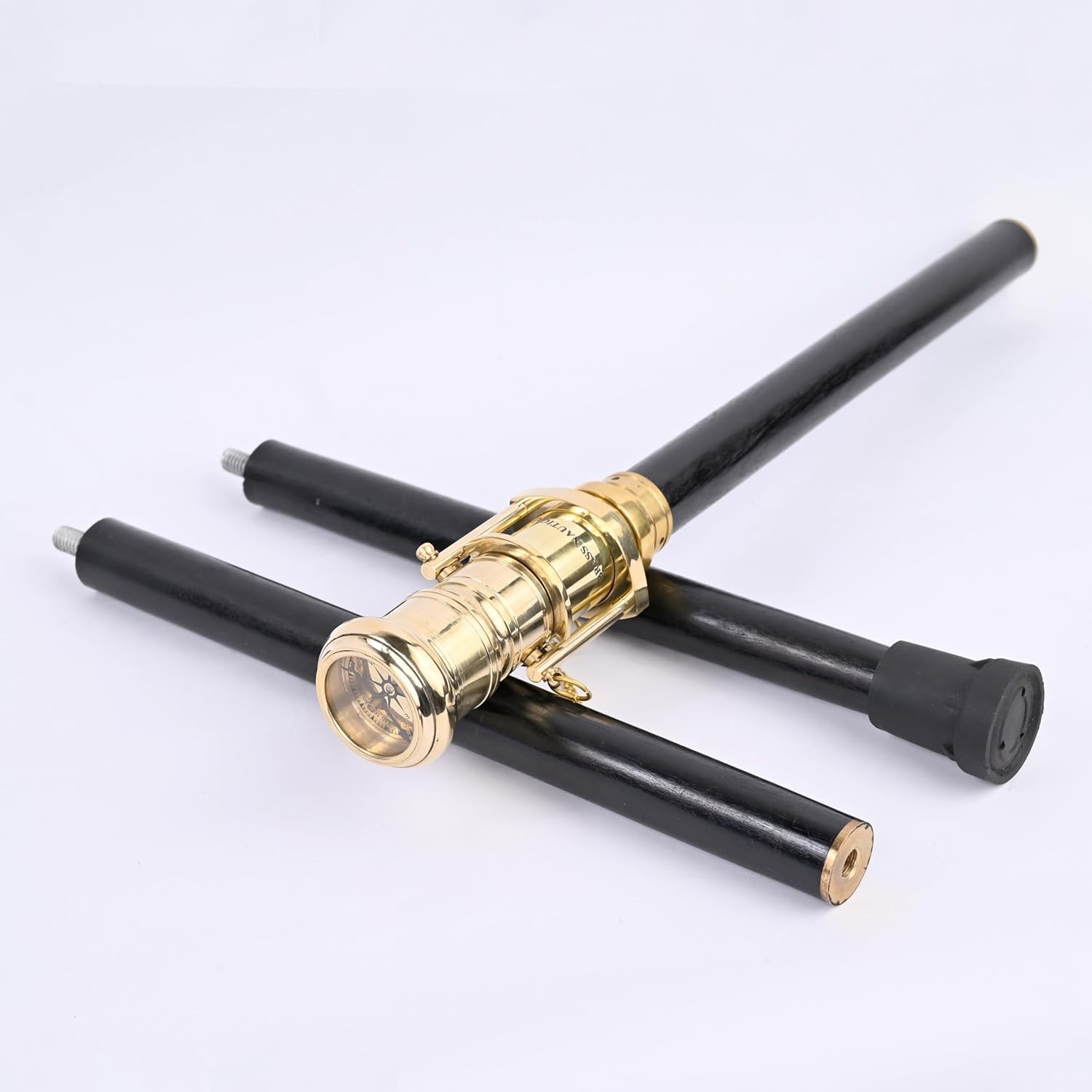Brass Nautical Telescope Walking Stick with Compass
