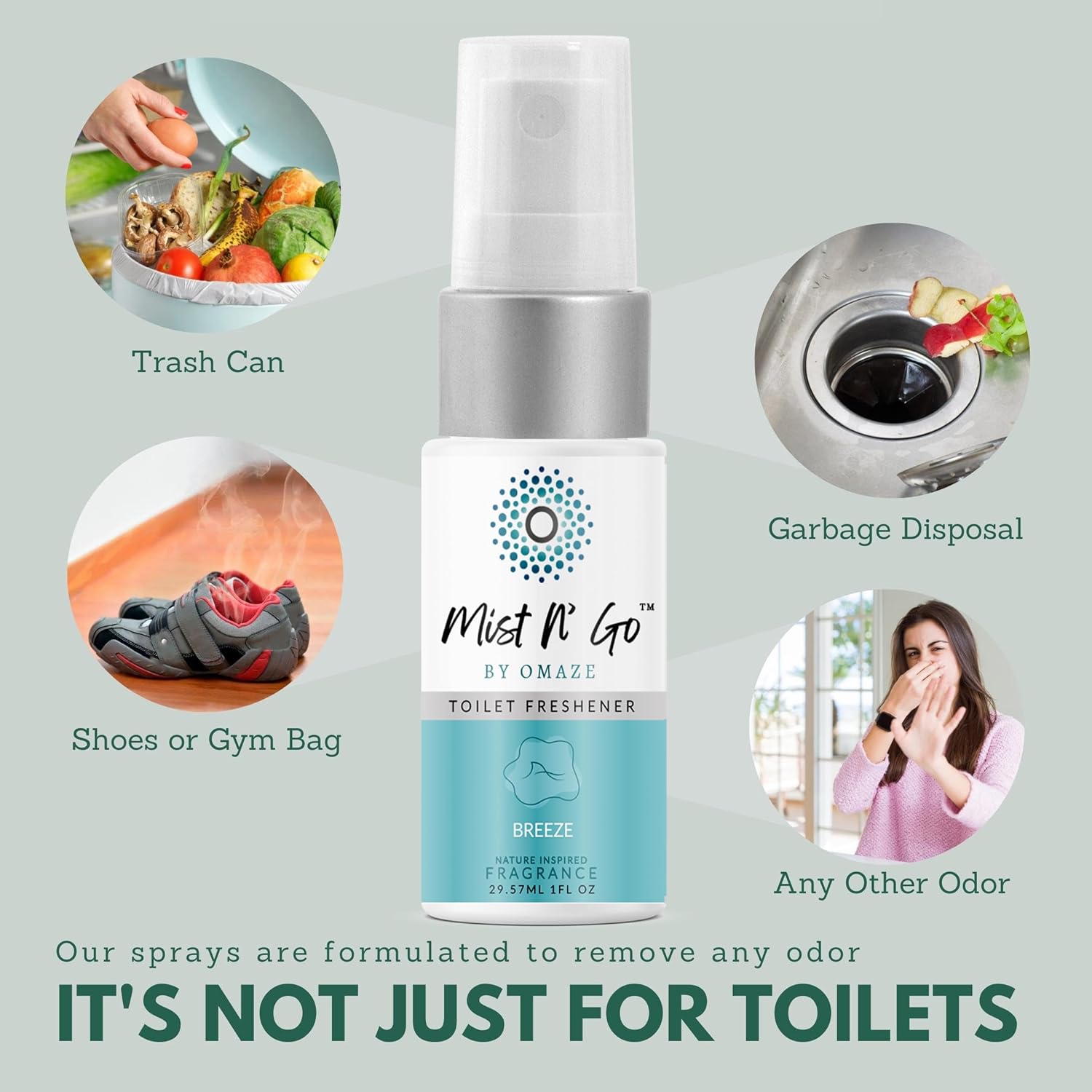 Mist N Go Travel Toilet Spray Air Freshener 1oz x5