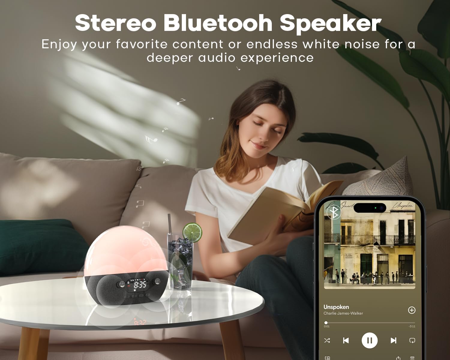 MOMILLA Sunrise Alarm Clock with Bluetooth Speaker