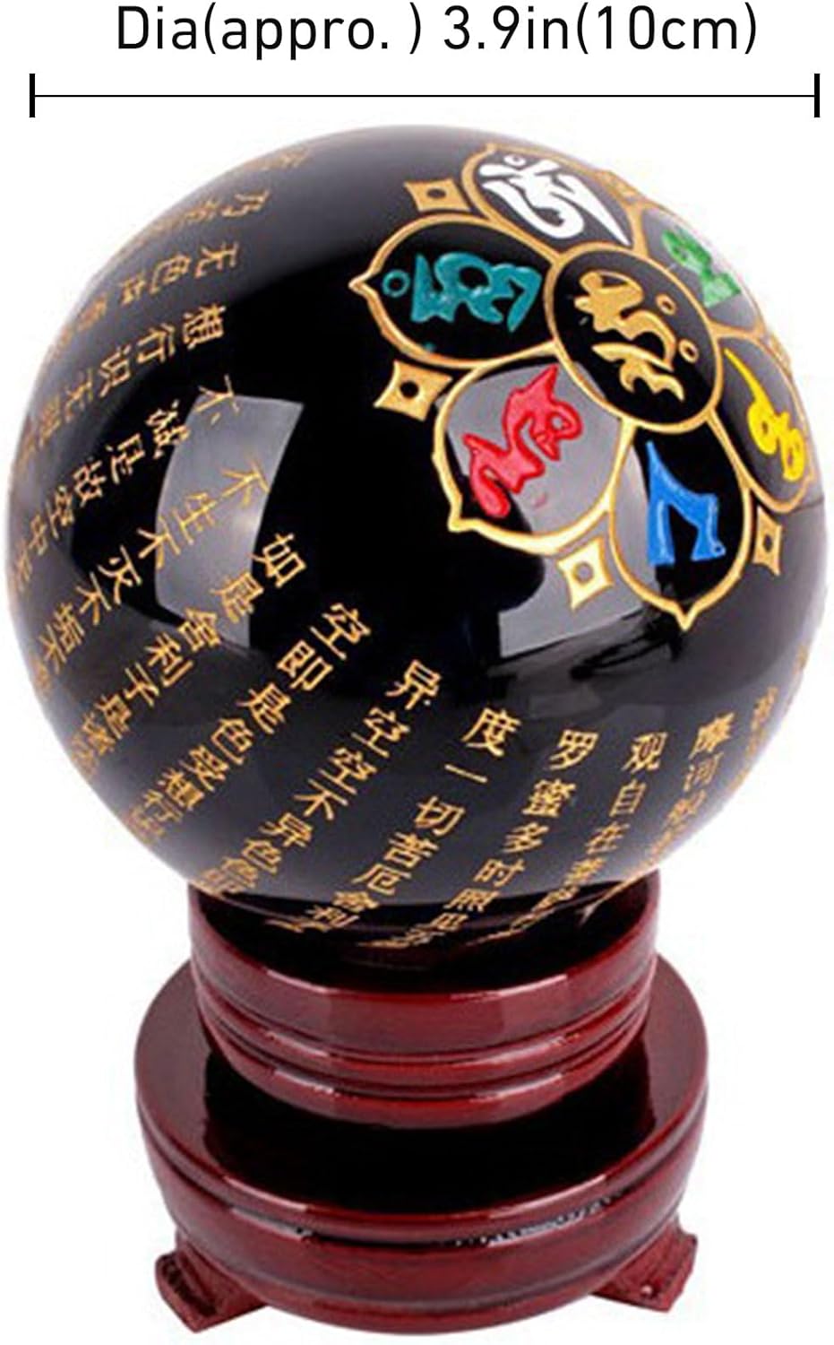 Engraved Symbol Black Obsidian Crystal Ball with Stand