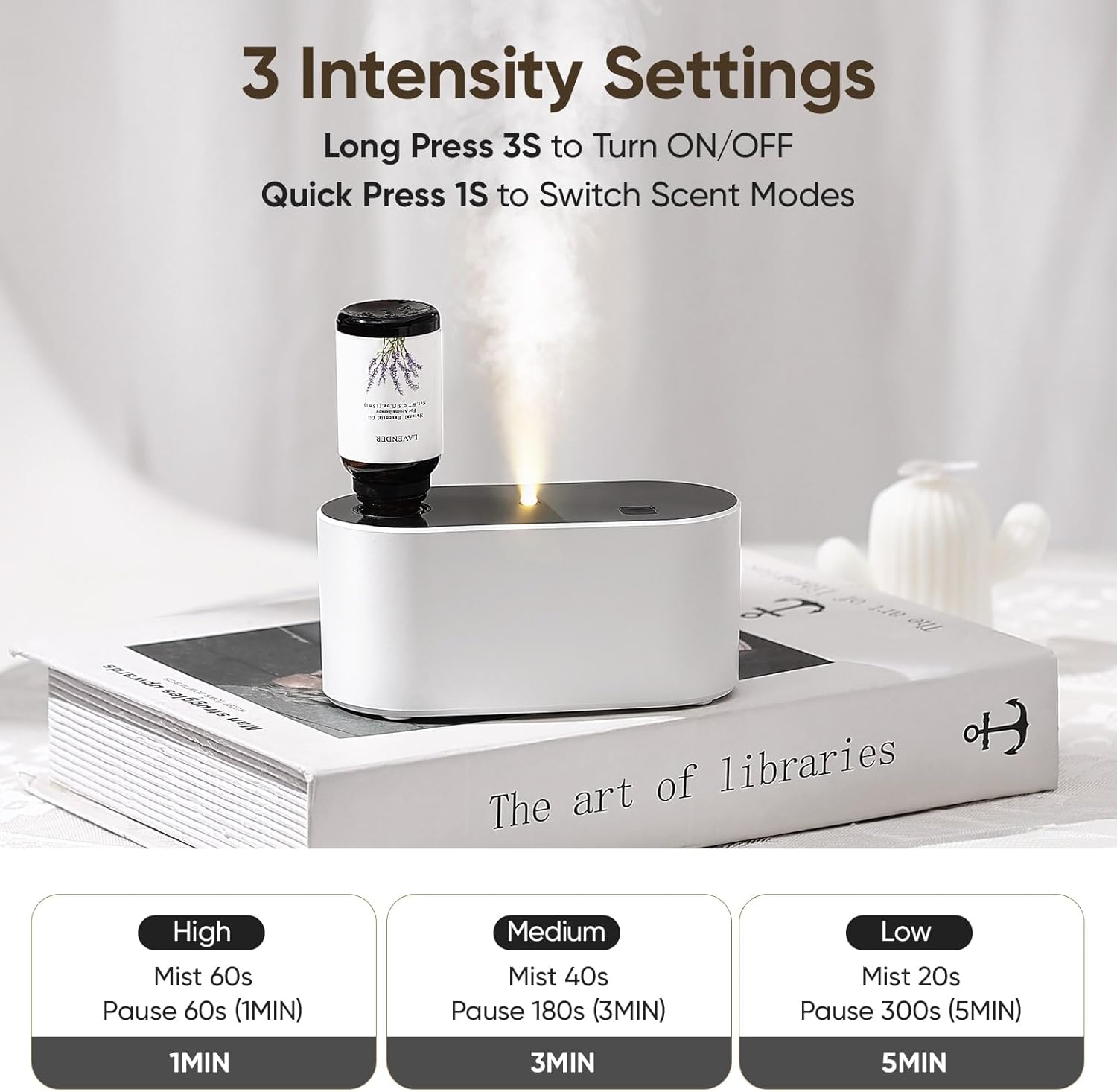 Waterless Diffuser with 3 Mist Modes Portable Aromatherapy Machine