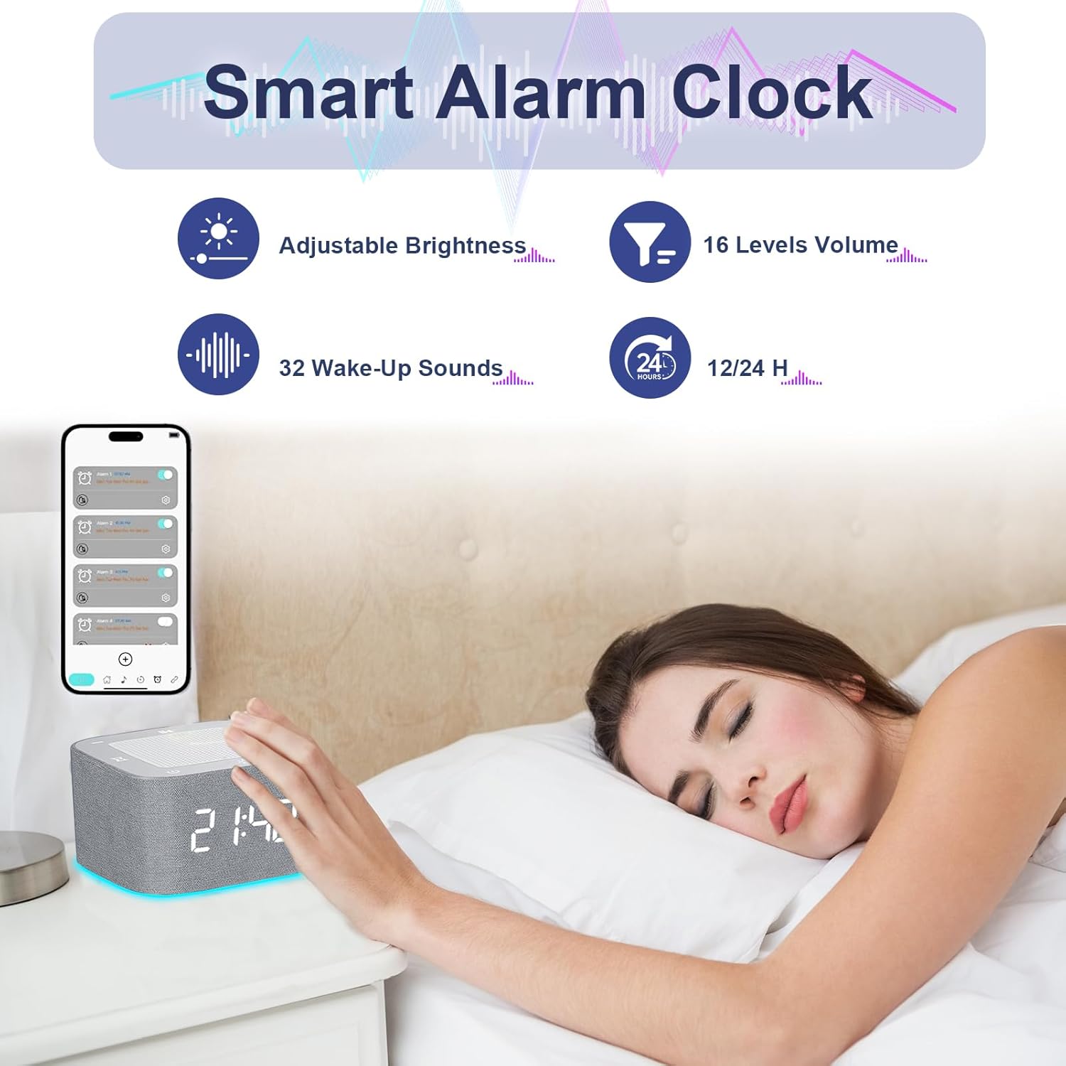 Sound Machine Alarm Clock with 32 Soothing Sounds