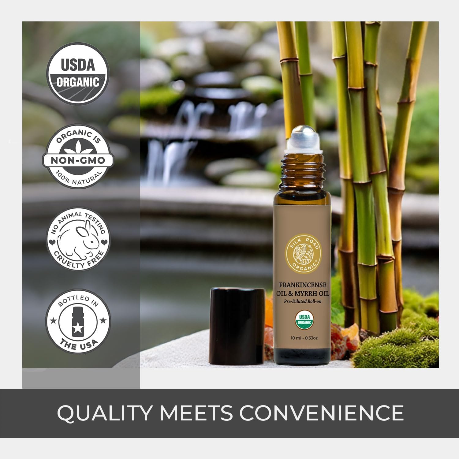 Silk Road Organic Frankincense Myrrh Essential Oil Roll On 10ml