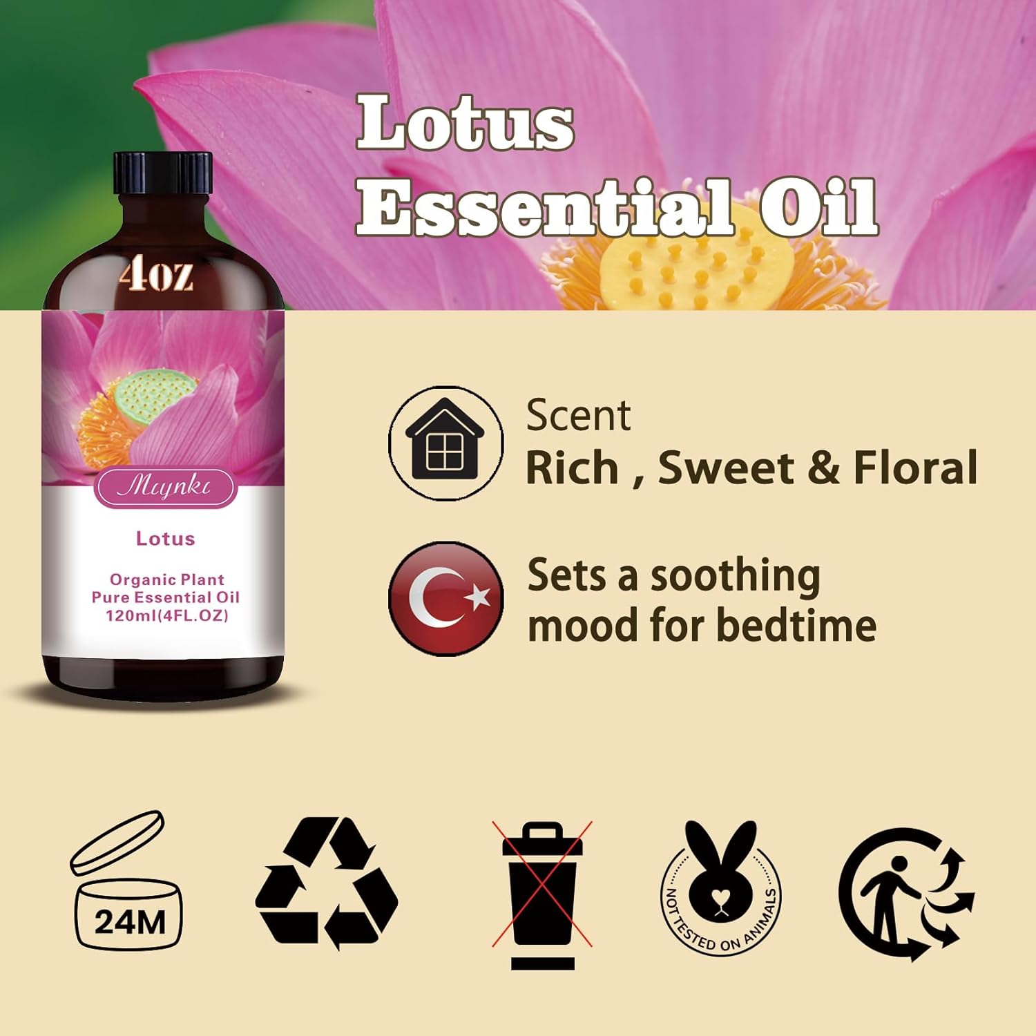 Lotus Essential Oil 433oz - 100 Pure Natural Fragrance