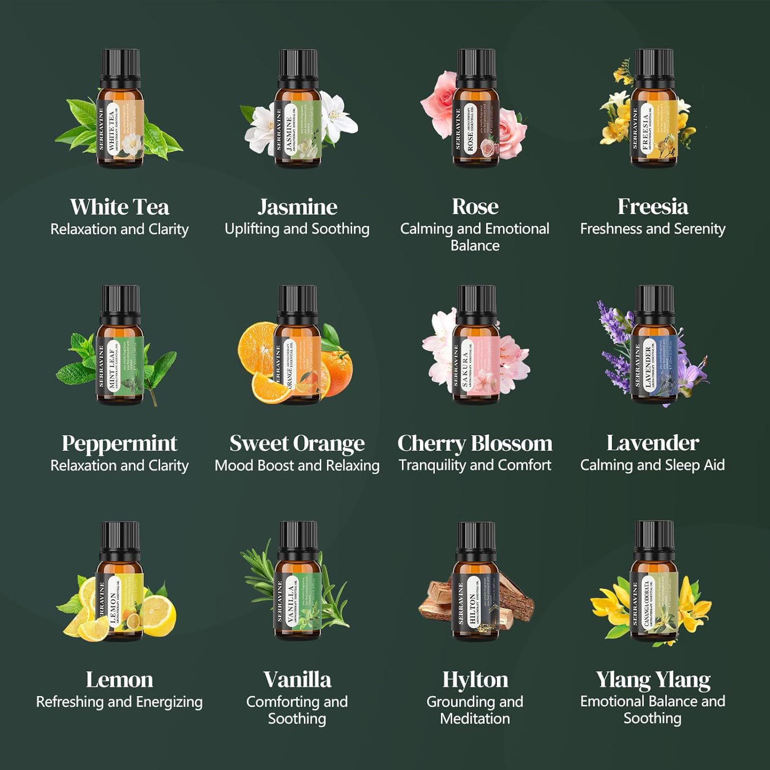 Serravine 12 Essential Oils Set for Diffusers
