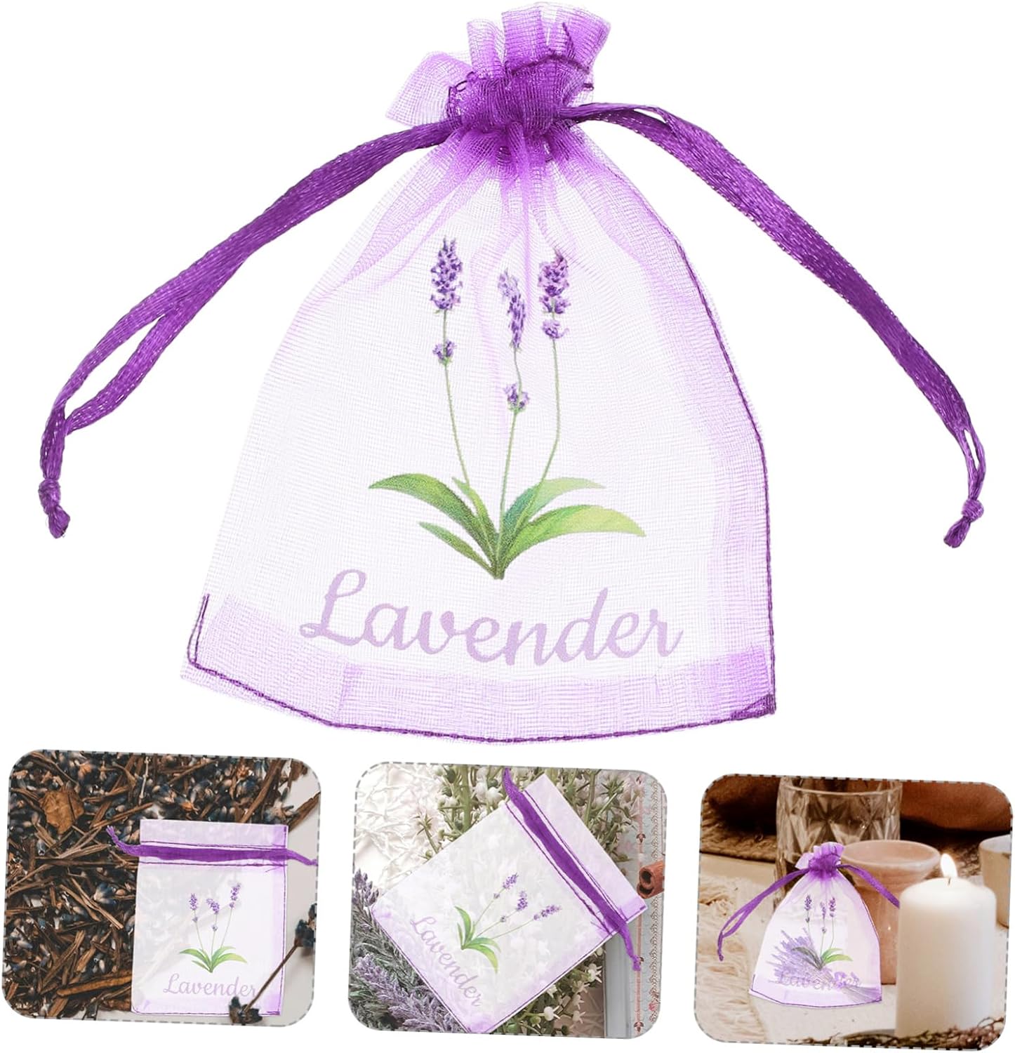 Garneck 20pcs Lavender Sachet Empty Drawstring Bags for Dried Flowers and Herbs