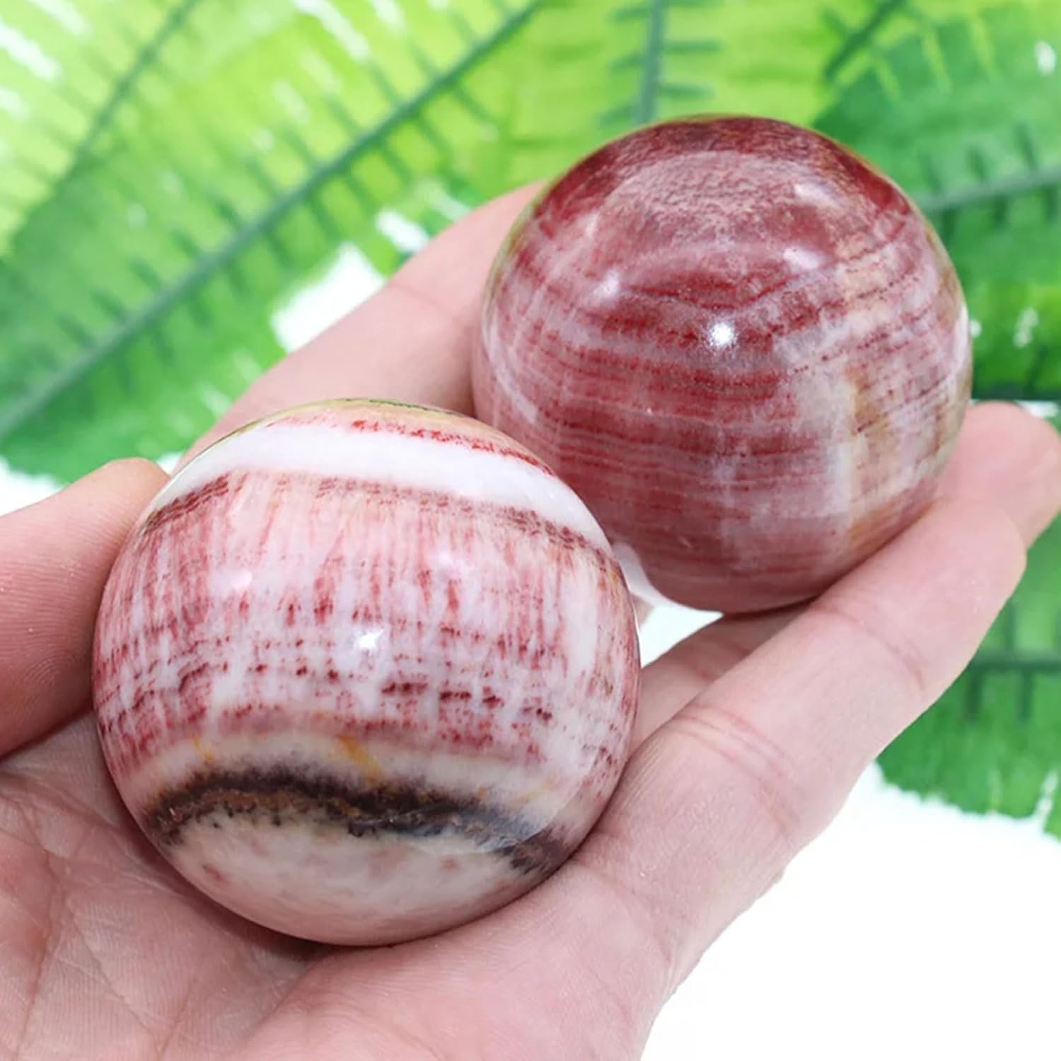 Natural Rhodochrosite Crystal Ball with Stand - Healing Gemstones for Feng Shui