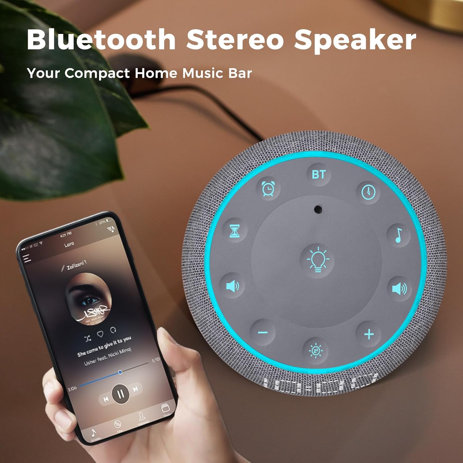 Mojikoo White Noise Alarm Clock with 5W Speaker and Night Lights