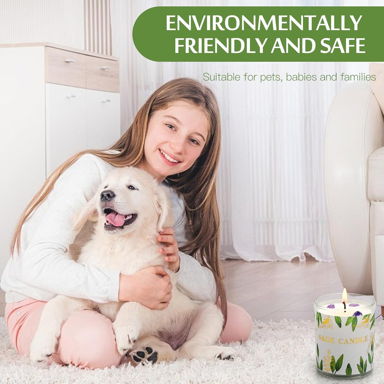 Sage Candle 6 Pack for Energy Cleansing and Relaxation