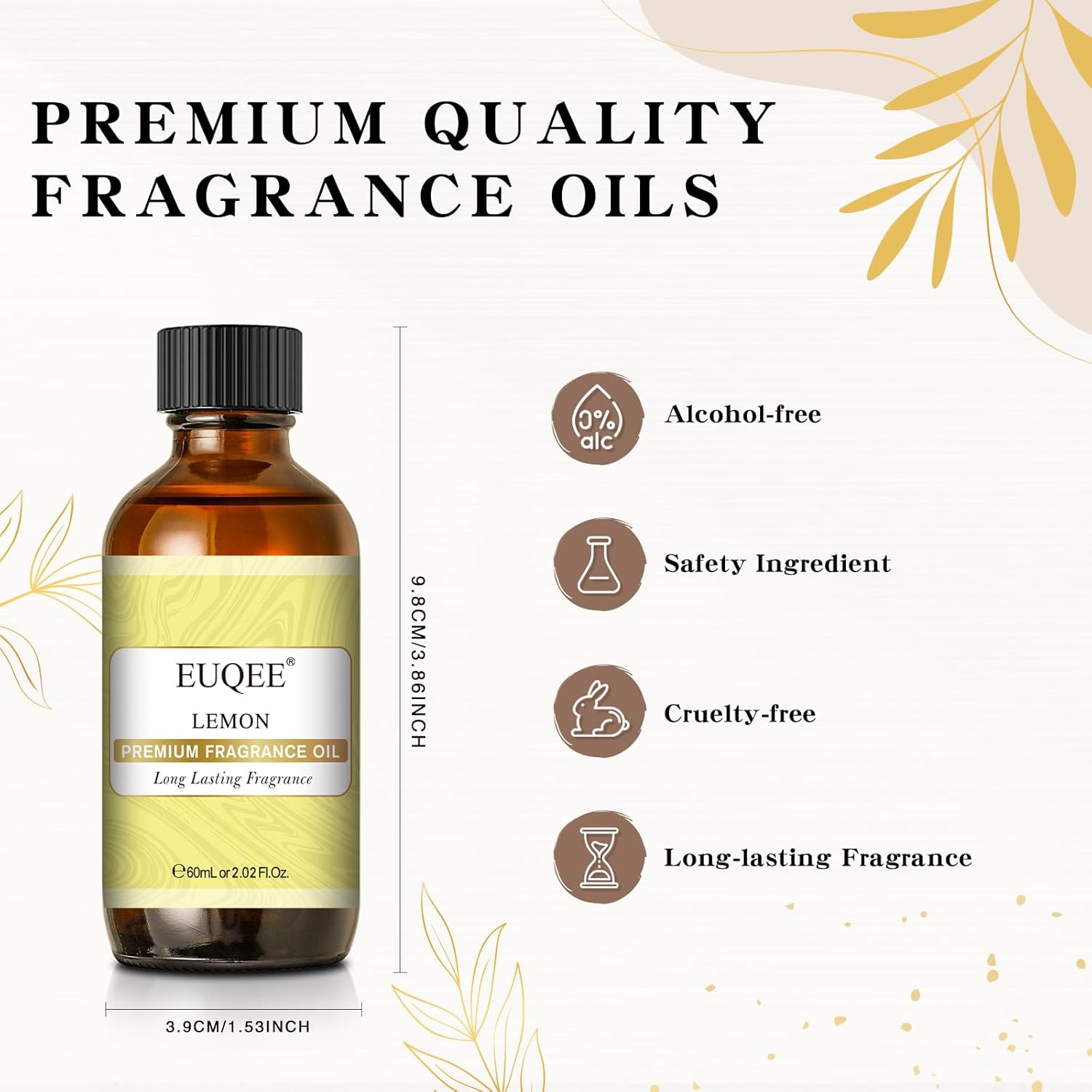 EUQEE Lemon Essential Oil 202 Fl Oz with Glass Dropper