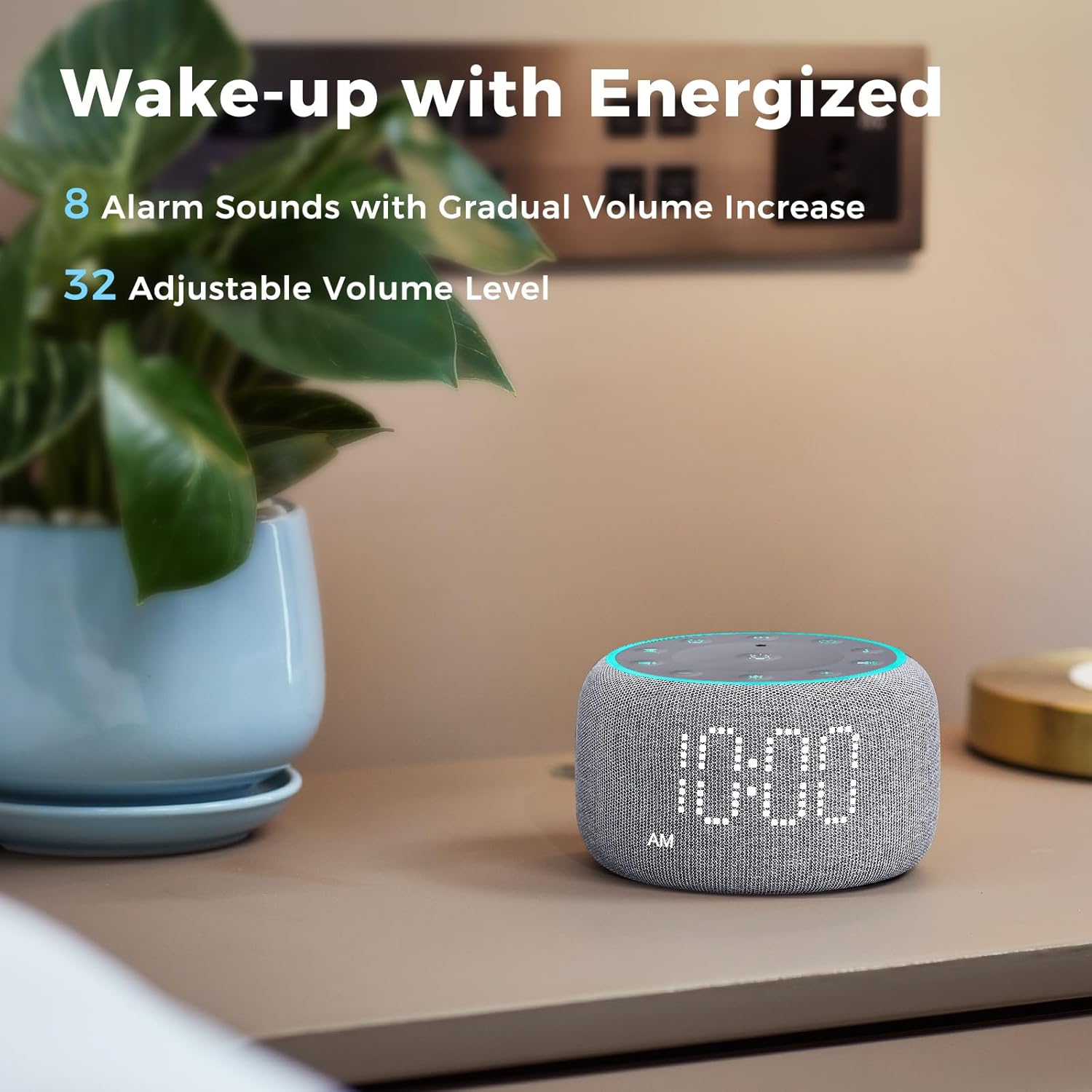 Mojikoo White Noise Alarm Clock with 5W Speaker and Night Lights