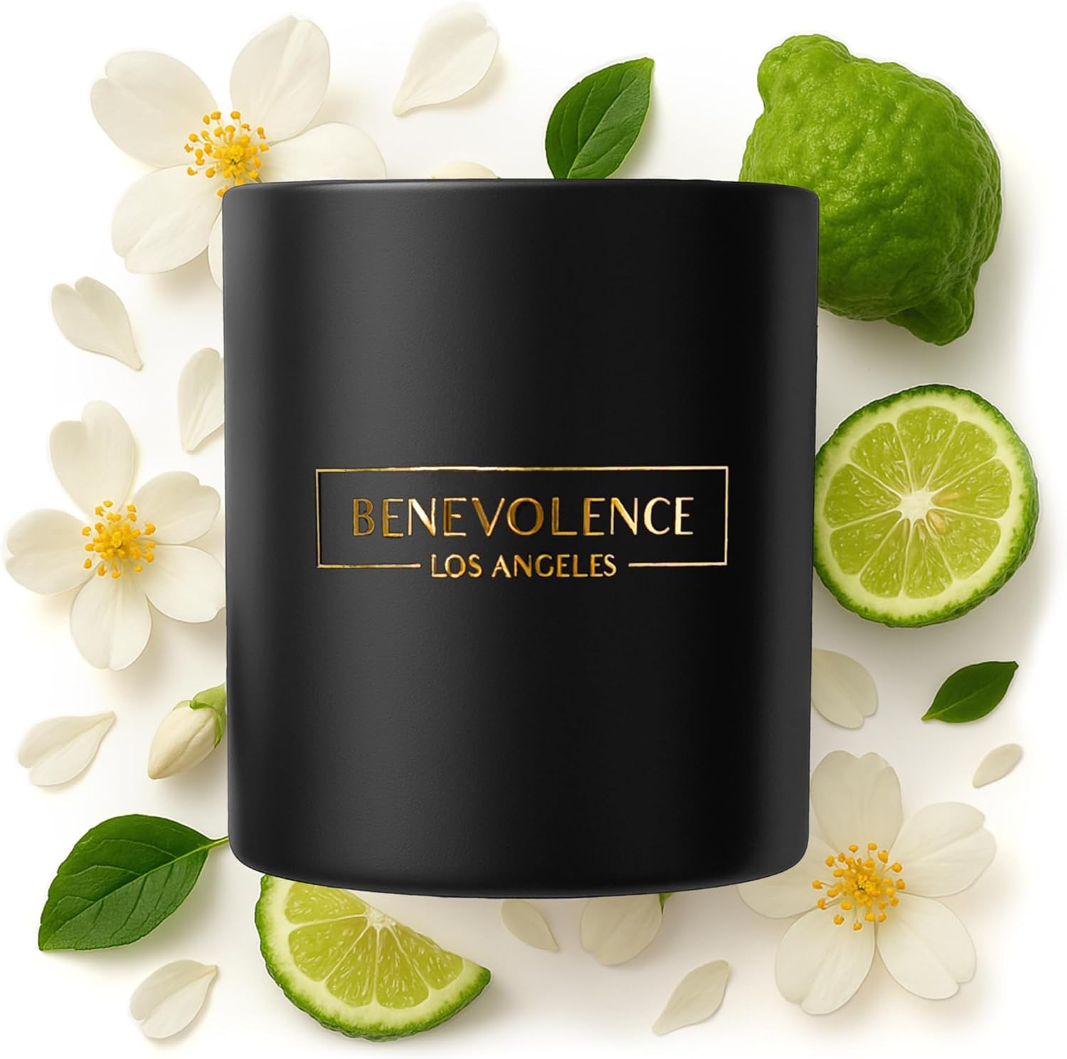 Benevolence LA Jasmine Bergamot Scented Candle Soy Candle 8oz 45 Hour Burn