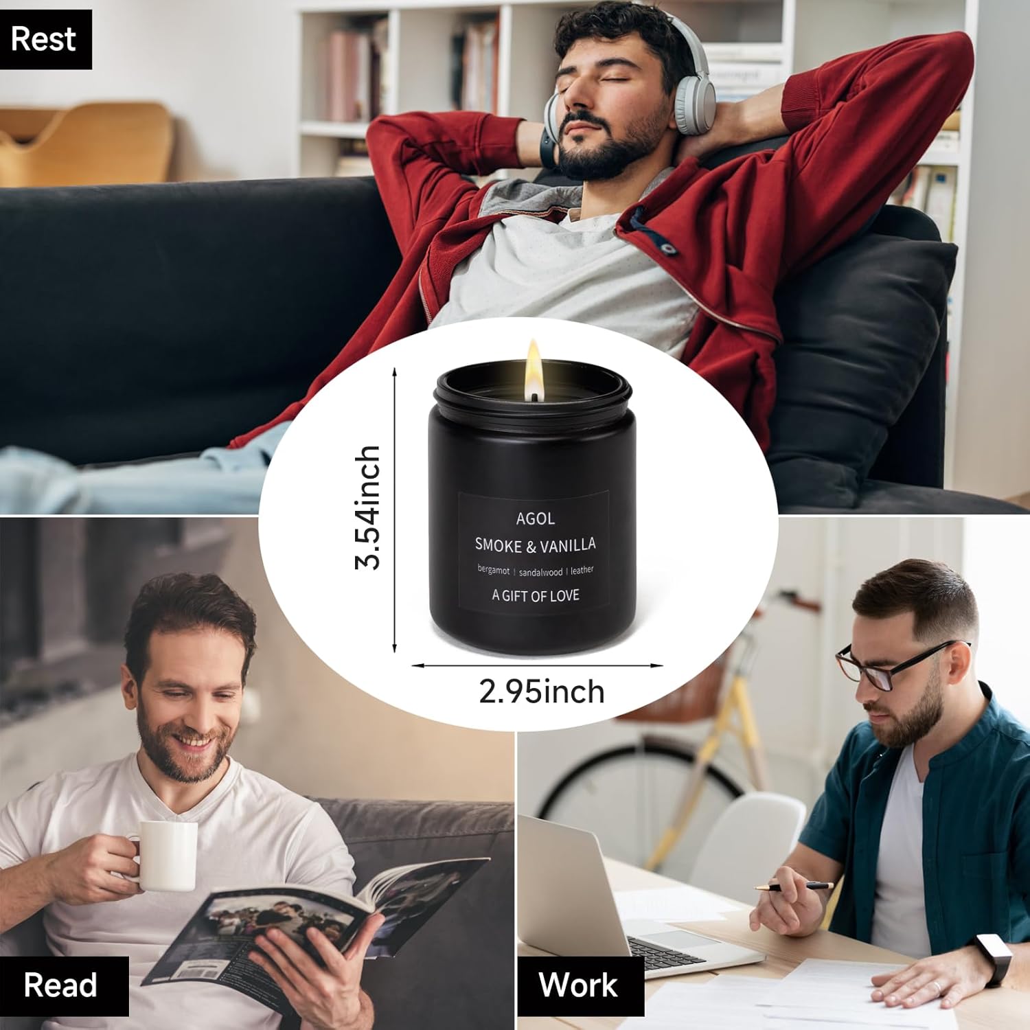 AGOL Men Scented Candle Set 3 Pack