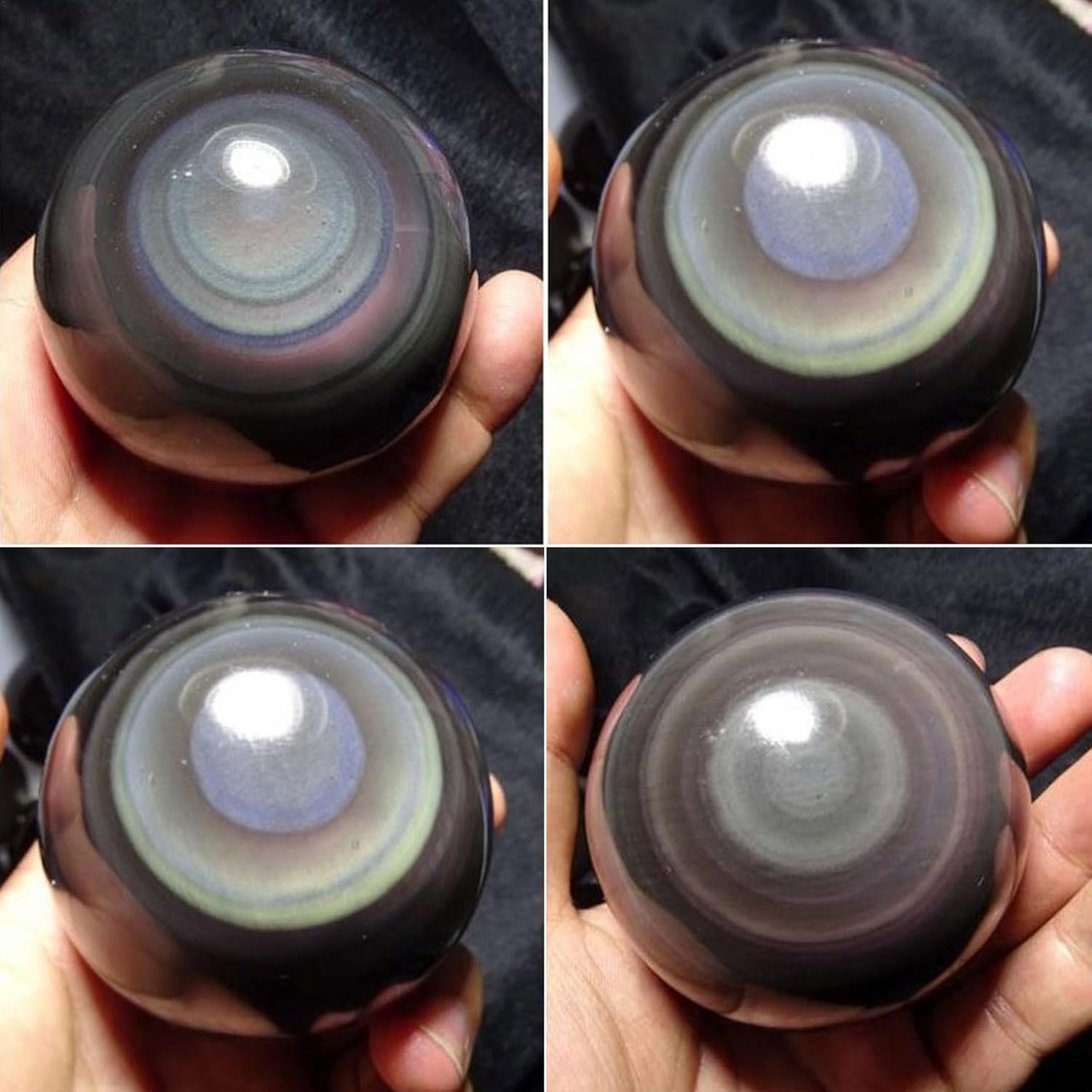 Natural Rainbow Eye Obsidian Crystal Sphere with Stand