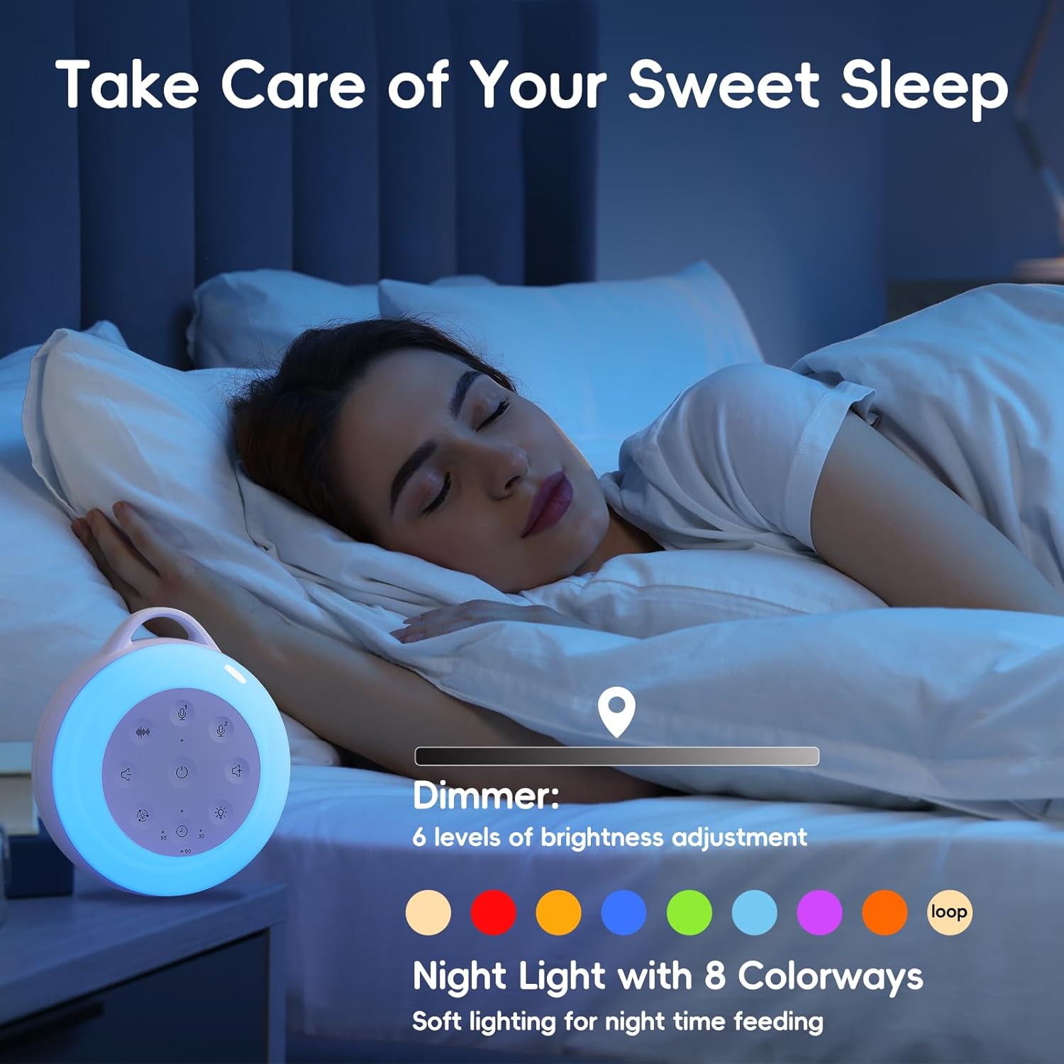 BH Portable White Noise Machine with Night Light