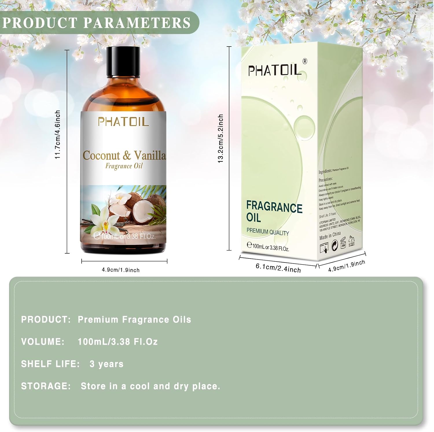 PHATOIL Coconut Vanilla Aromatherapy Oils 100ml