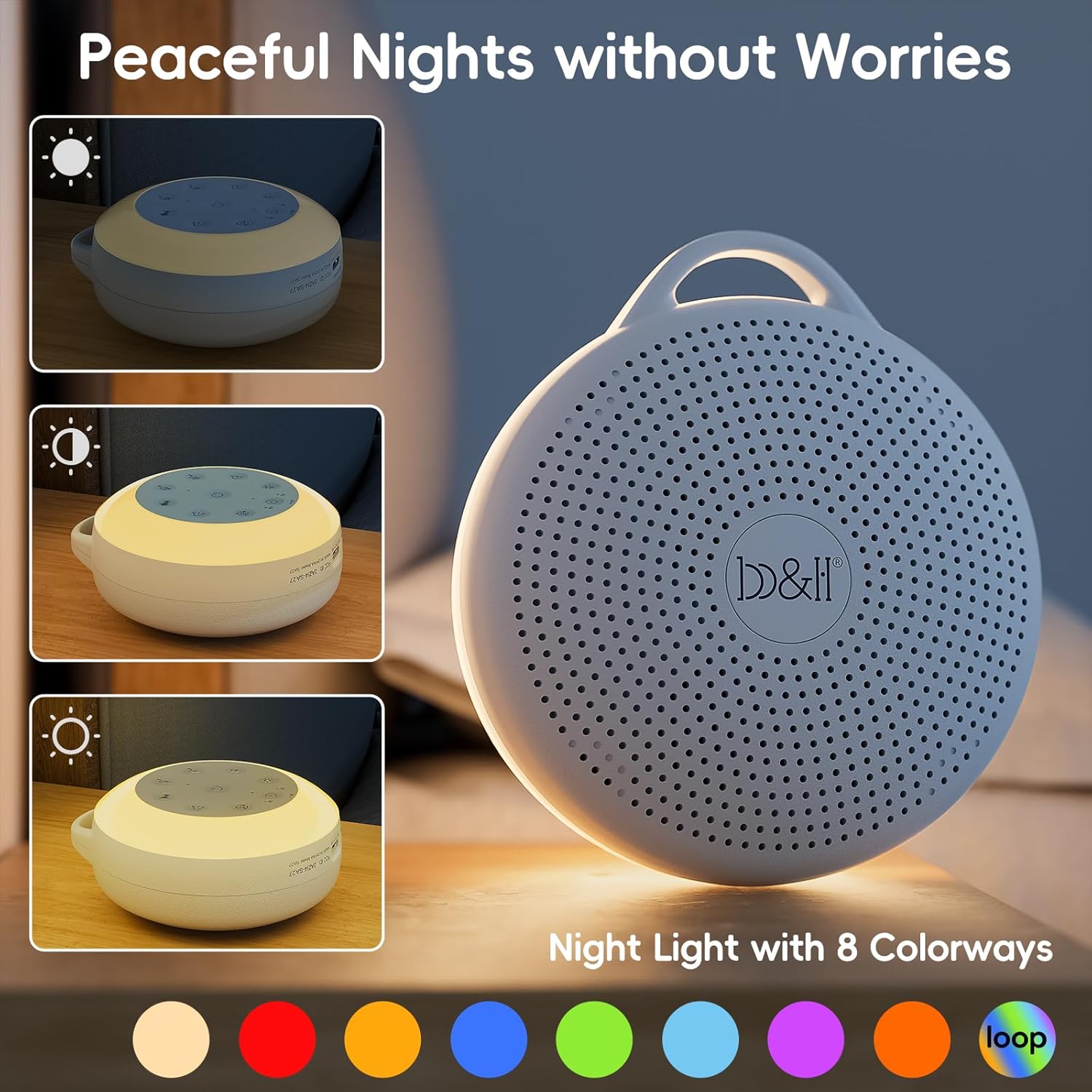 BH Portable White Noise Machine with Night Light