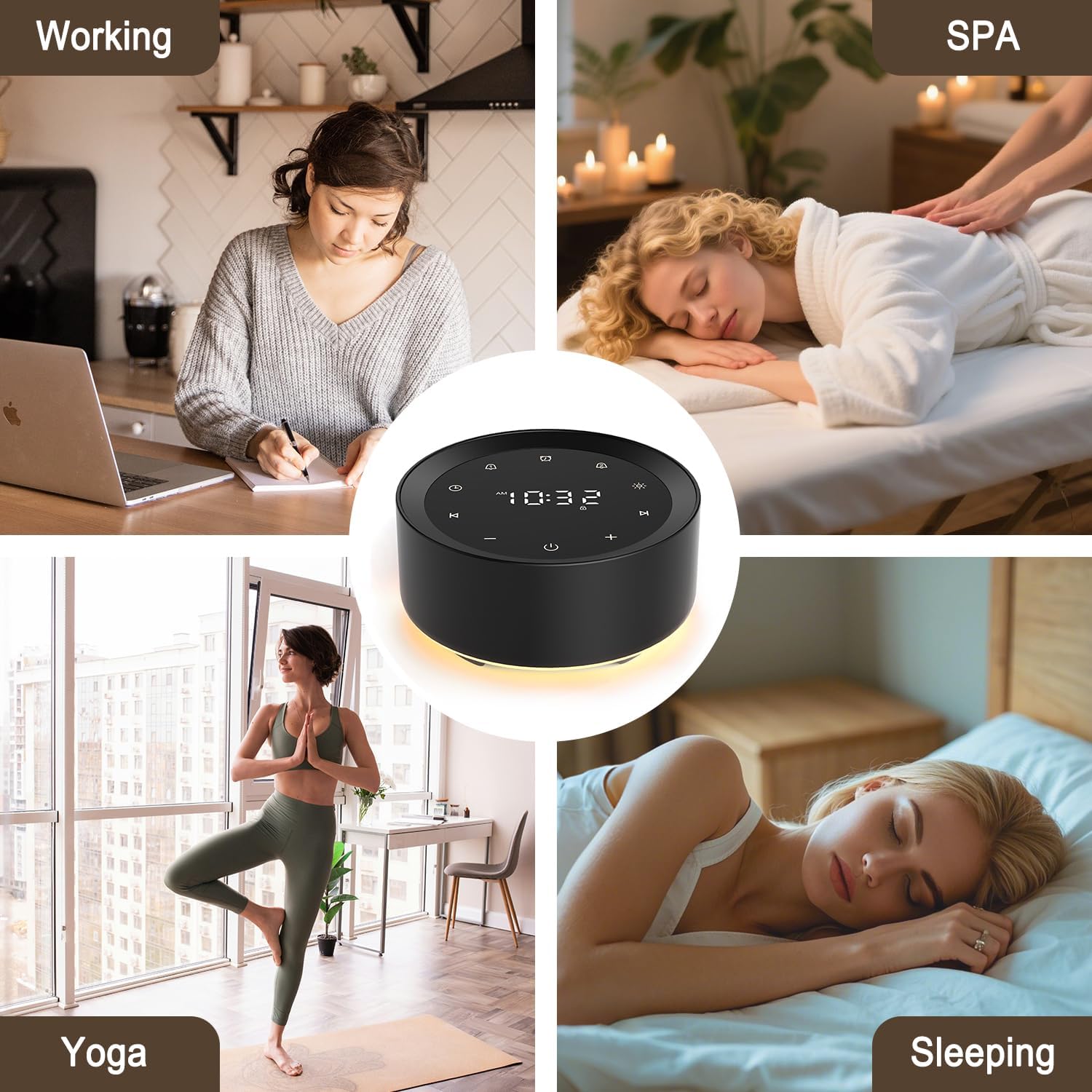 White Noise Sound Machine with Alarm Clock and Night Light