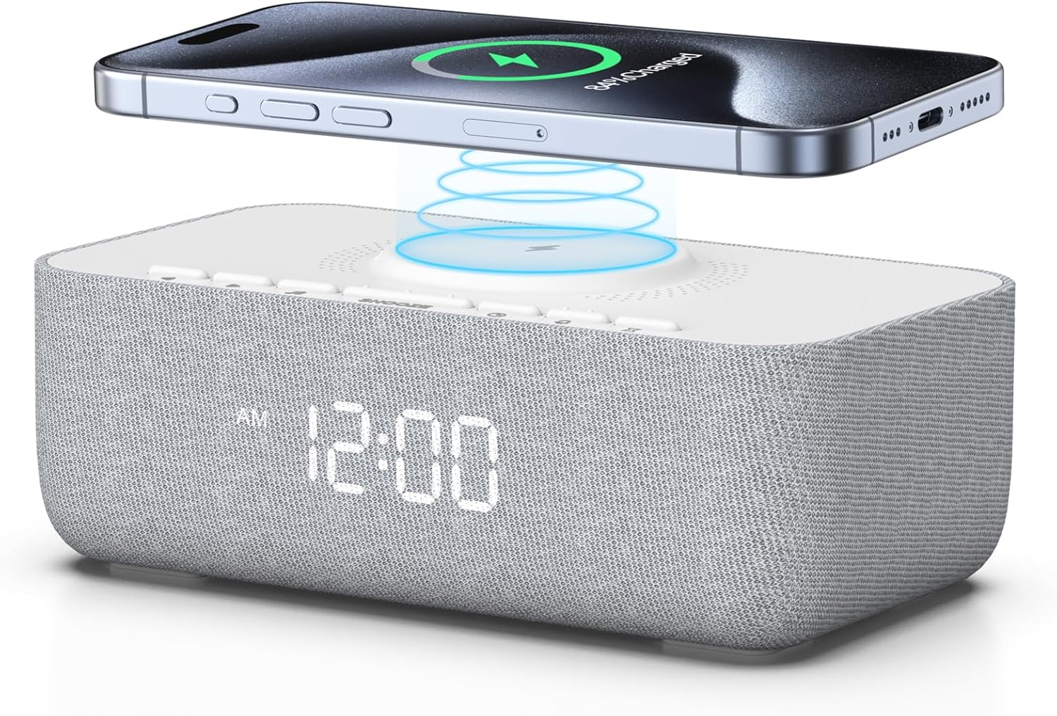 REACHER 15W Fast Wireless Charging Alarm Clock with White Noise Machine