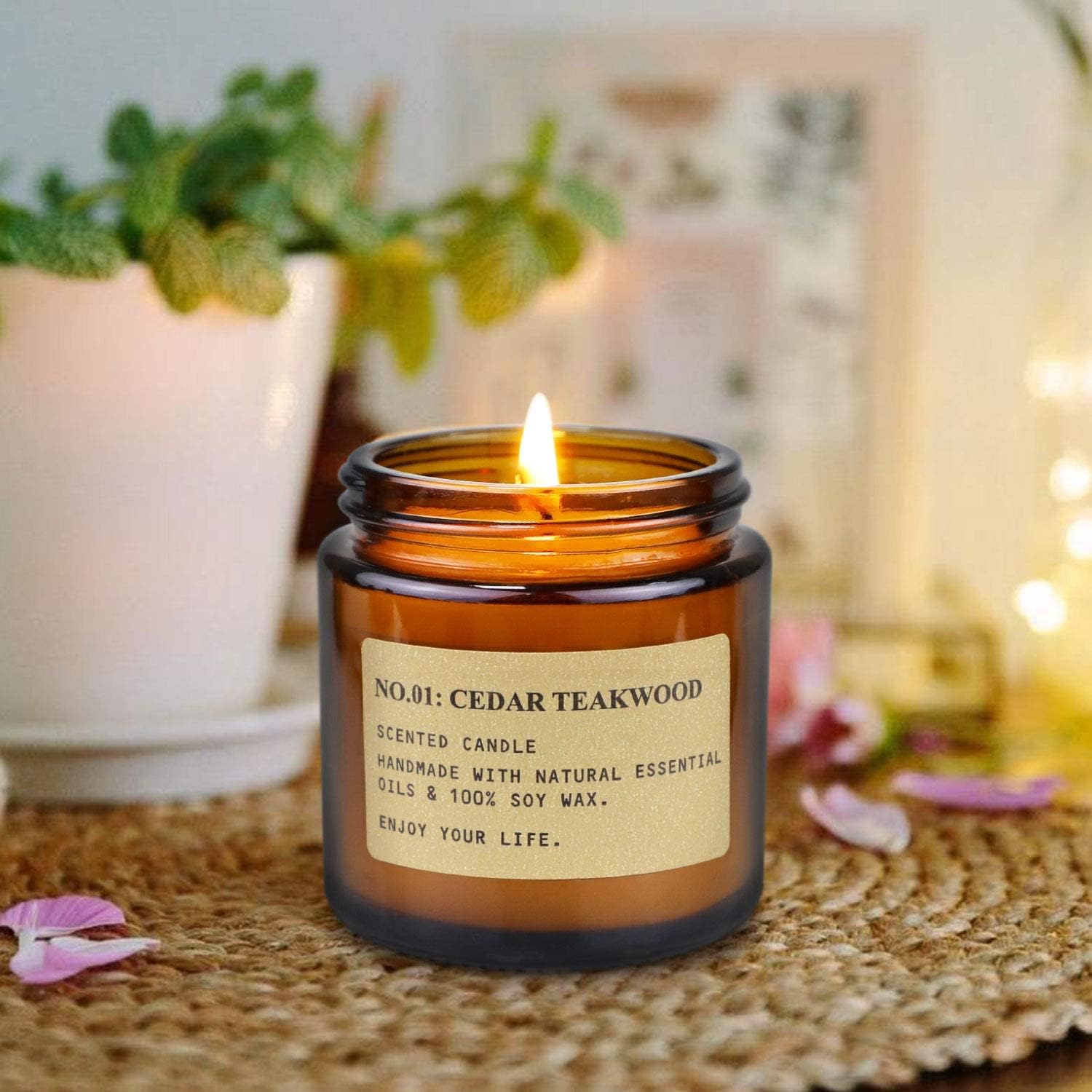 YFYTRE 4 Pack Scented Soy Wax Candles with Amber Glass Jars