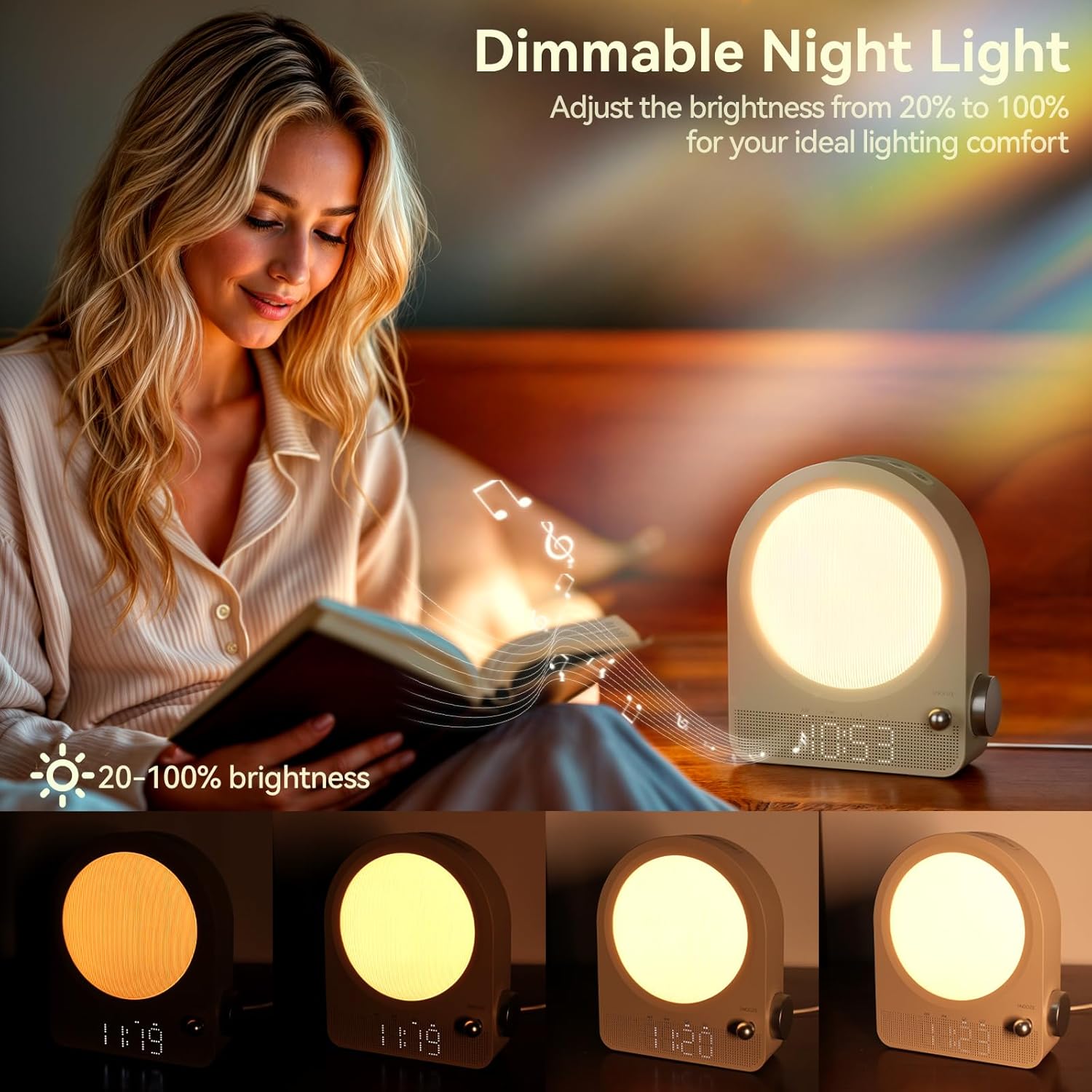 Vivilumens Sound Machine Alarm Clock with Gentle Sunrise Light