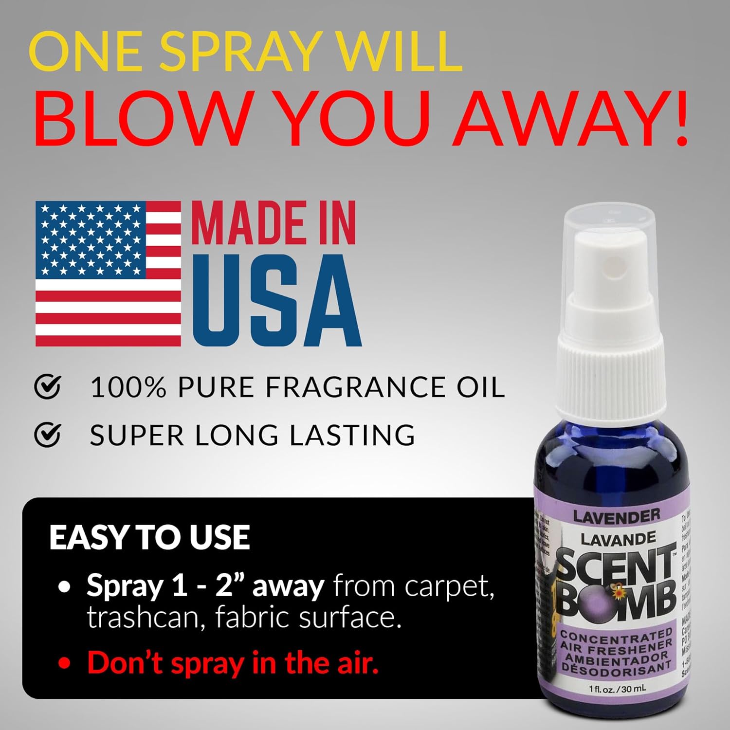 Scent Bomb Air Freshener Spray - 1 oz Pack of 4 Lavender
