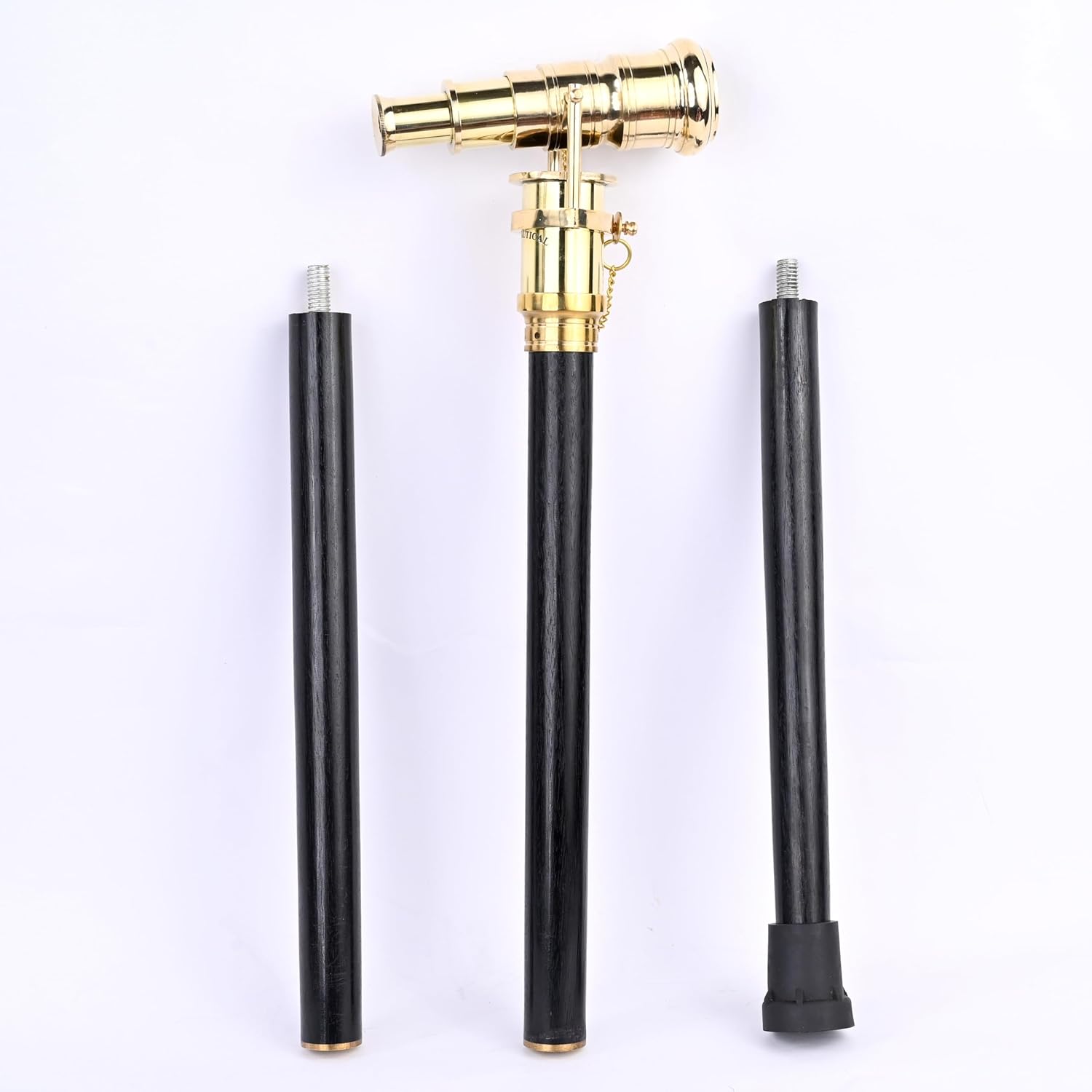 Brass Nautical Telescope Walking Stick with Compass