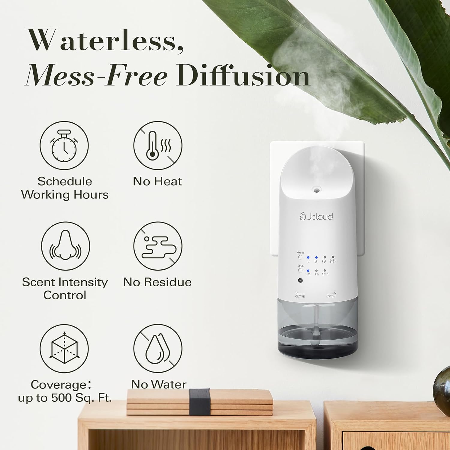 JCLOUD 2025 Waterless Essential Oil Diffuser 160ML Wall Mount White