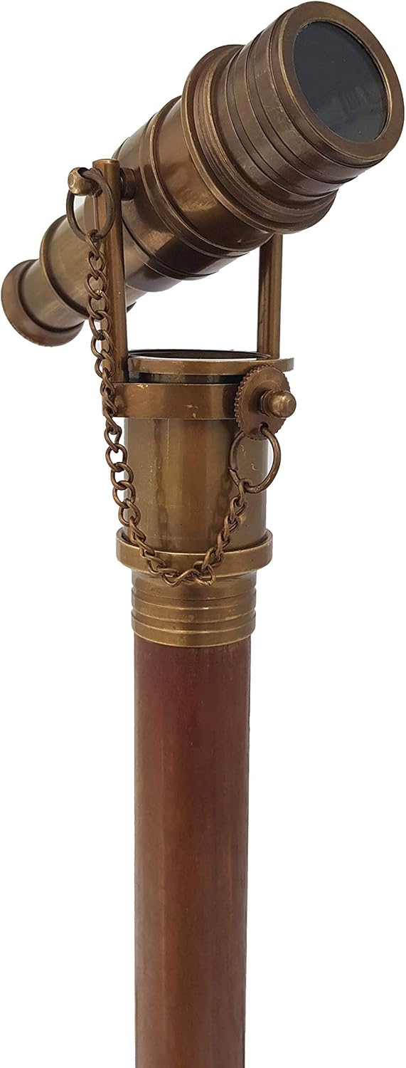 Brass Nautical Telescope Walking Stick with Antique Finish