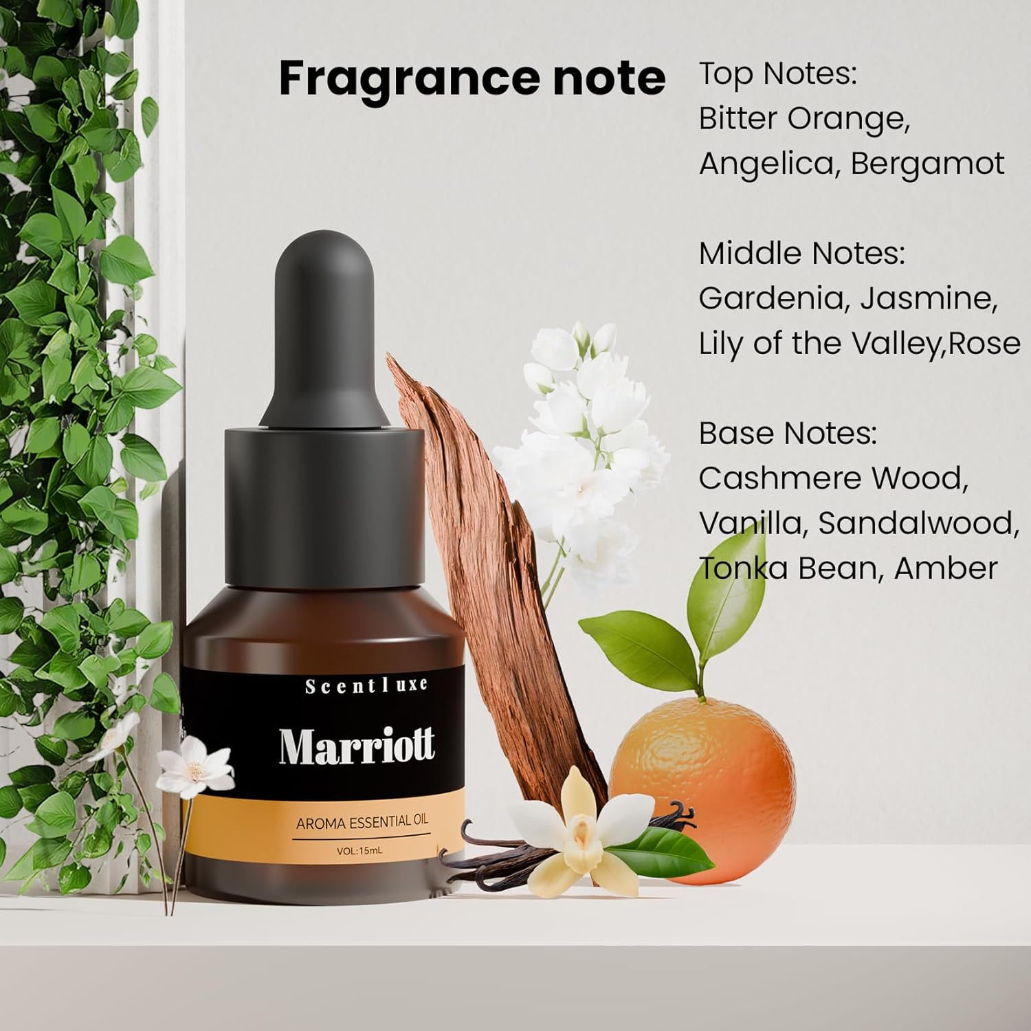 Luxury Hotel-Inspired Essential Oil Blend - Bitter Orange Jasmine Lily of the Valley