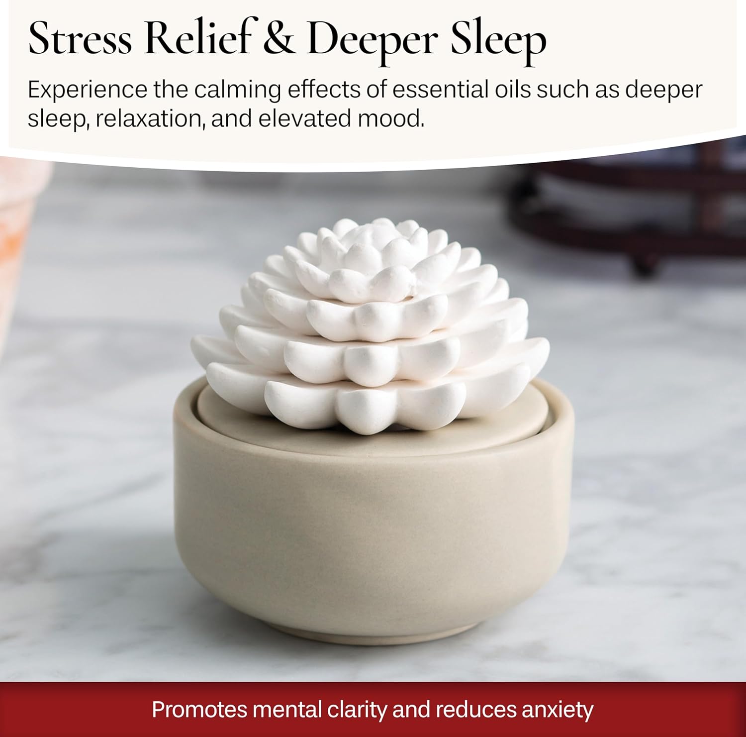 Airom White Succulent Porcelain Diffuser with Peppermint Oil