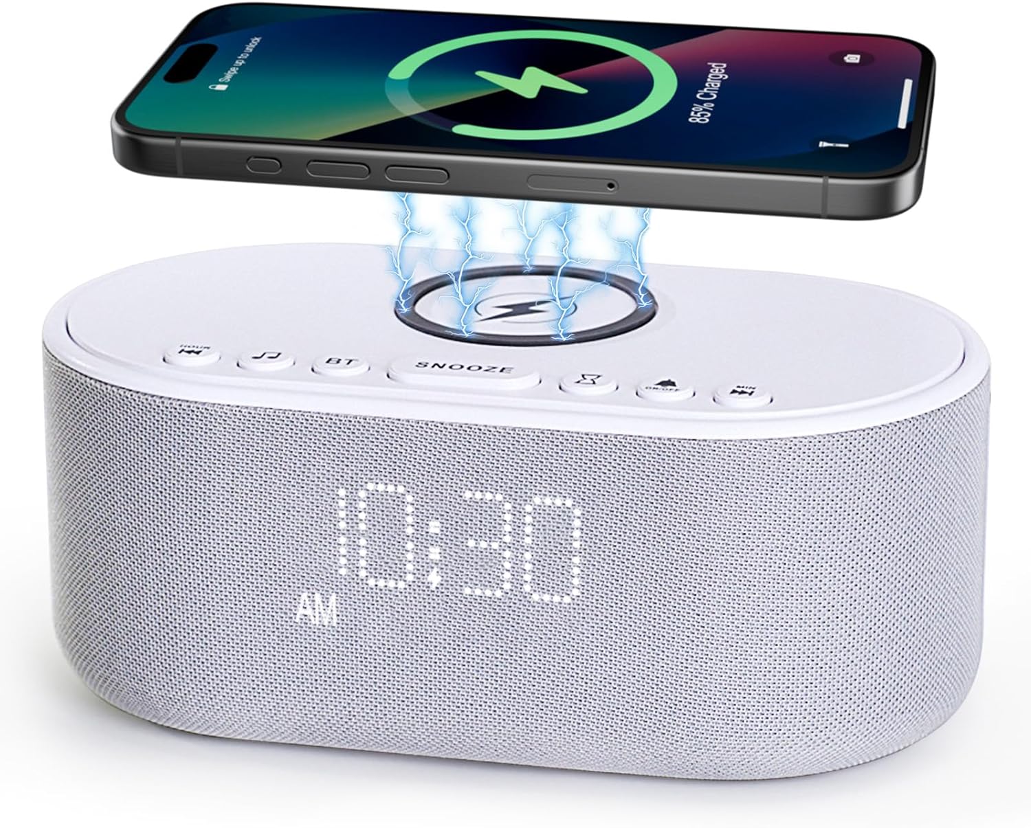 Odokee Sound Machine Alarm Clock with 10W Wireless Charger