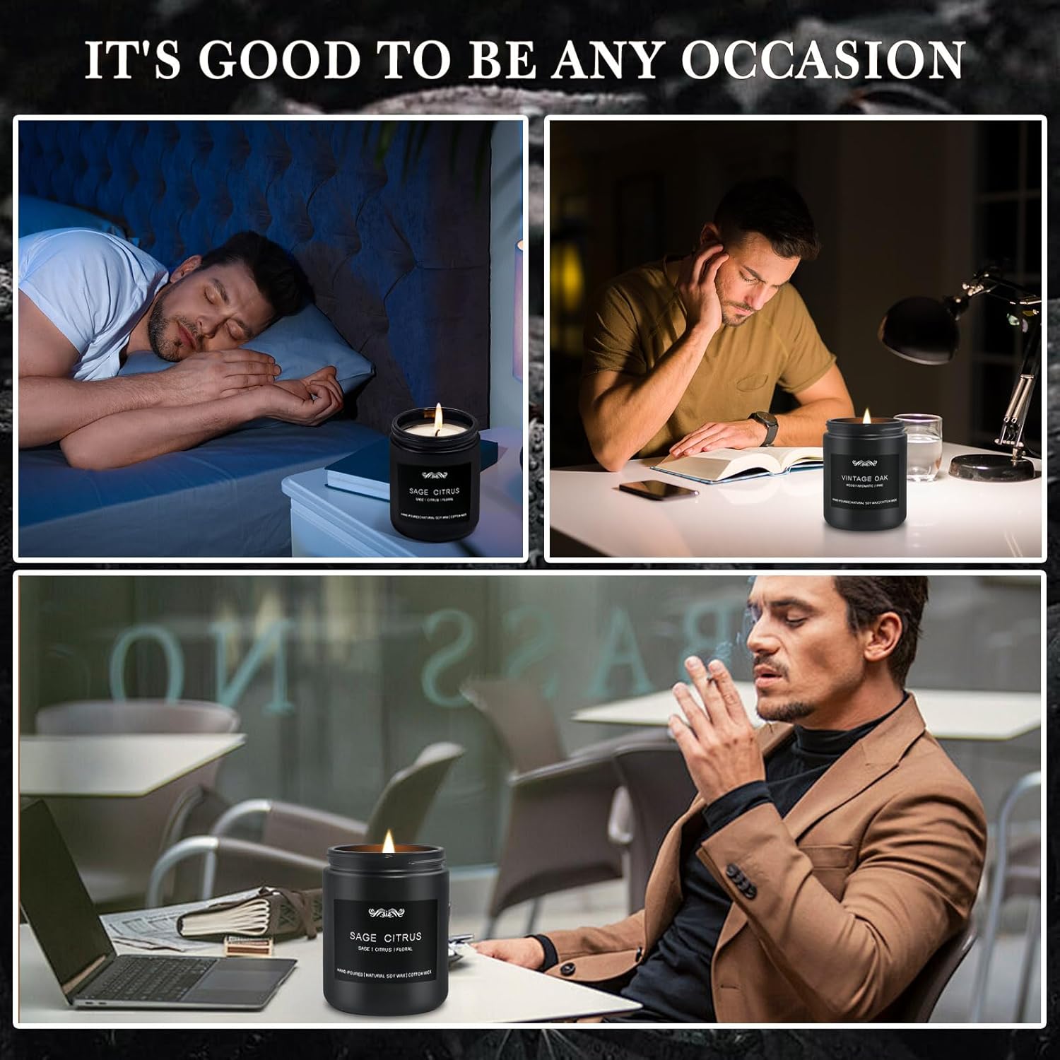 6 Pack Men Scented Candles Aromatherapy Gift Set
