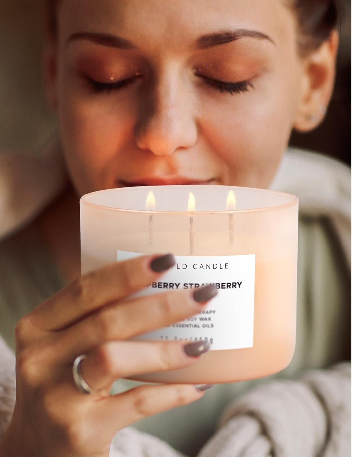 Raspberry Strawberry Vanilla 3 Wick Scented Candle