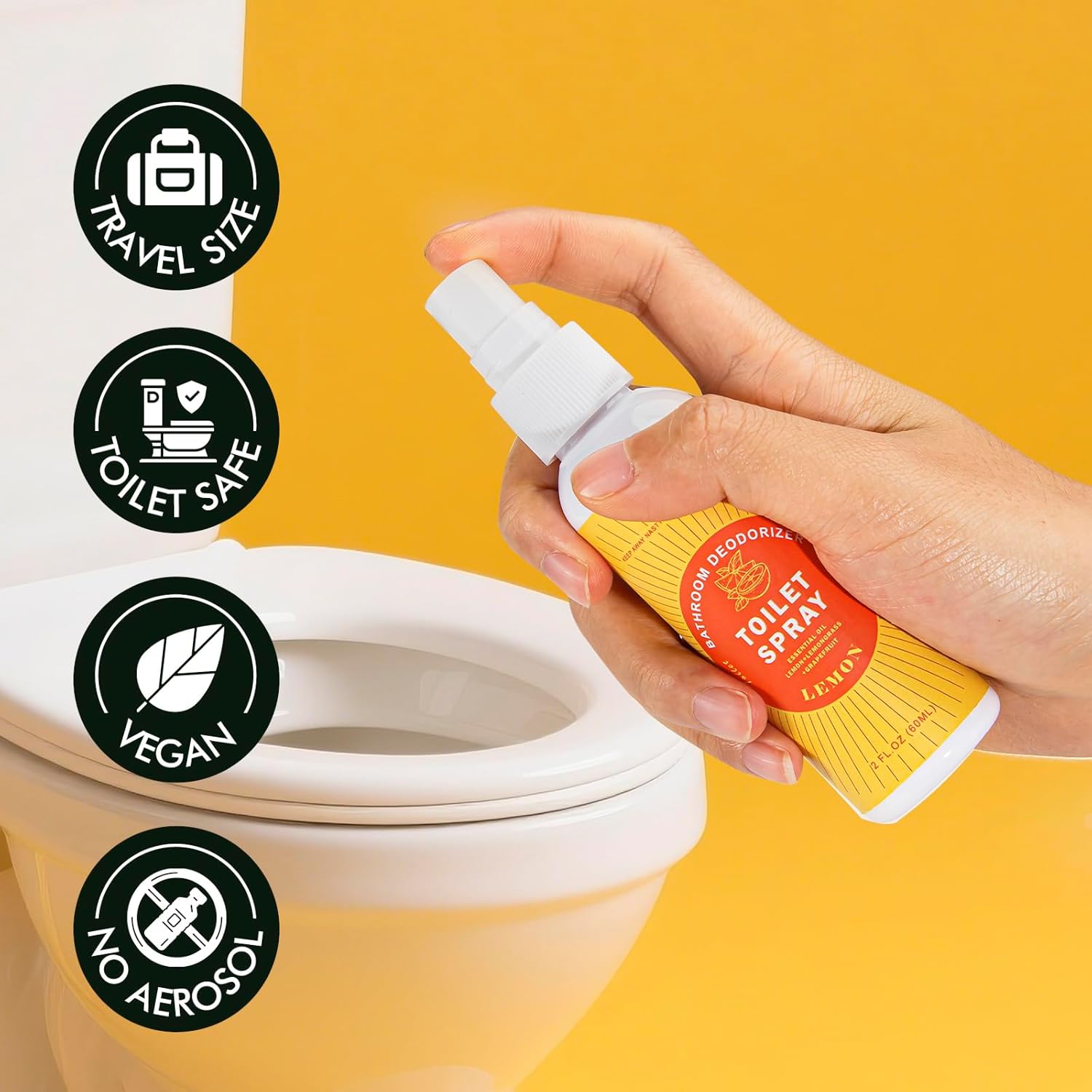 Lemon Toilet Spray 2 Pack 2 Fl Oz Natural Air Freshener