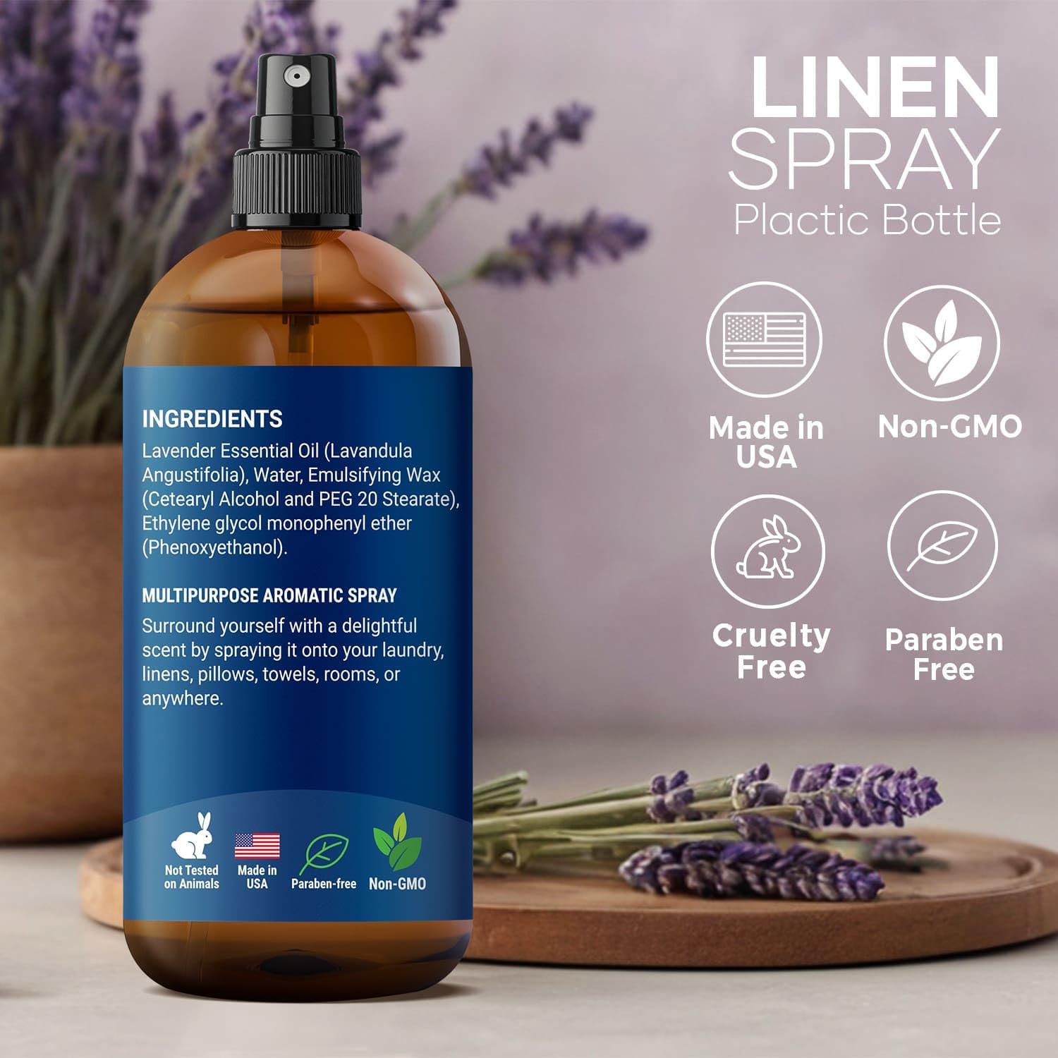 Lavender Linen Spray 8 fl oz - Aromatherapy Fabric Refresh