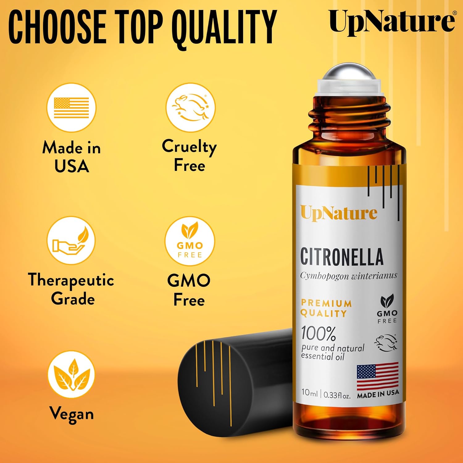 UpNature Citronella Oil Roll On - Natural Insect Repellent for Camping