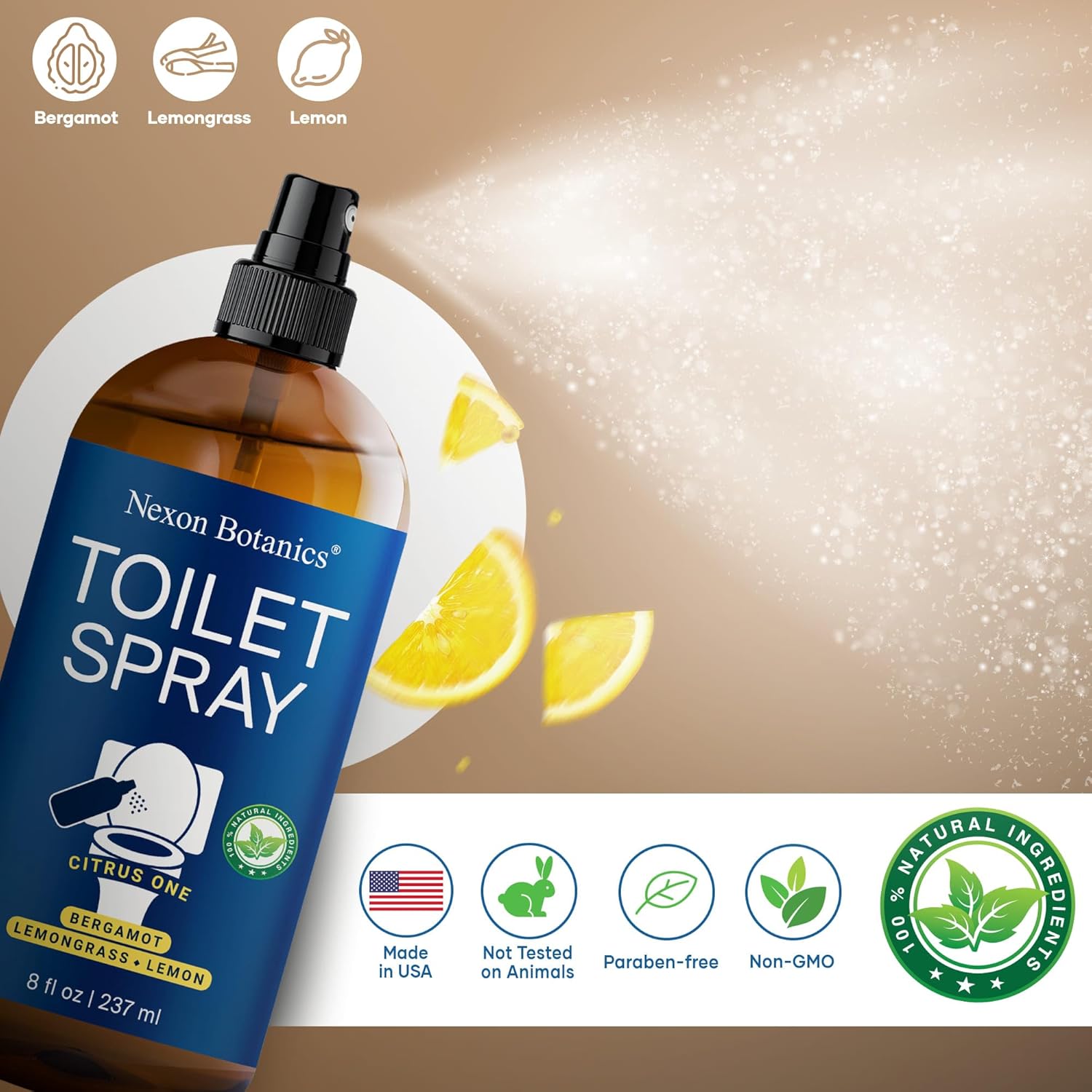 Citrus One Toilet Spray 8 Fl Oz - Natural Bathroom Odor Eliminator