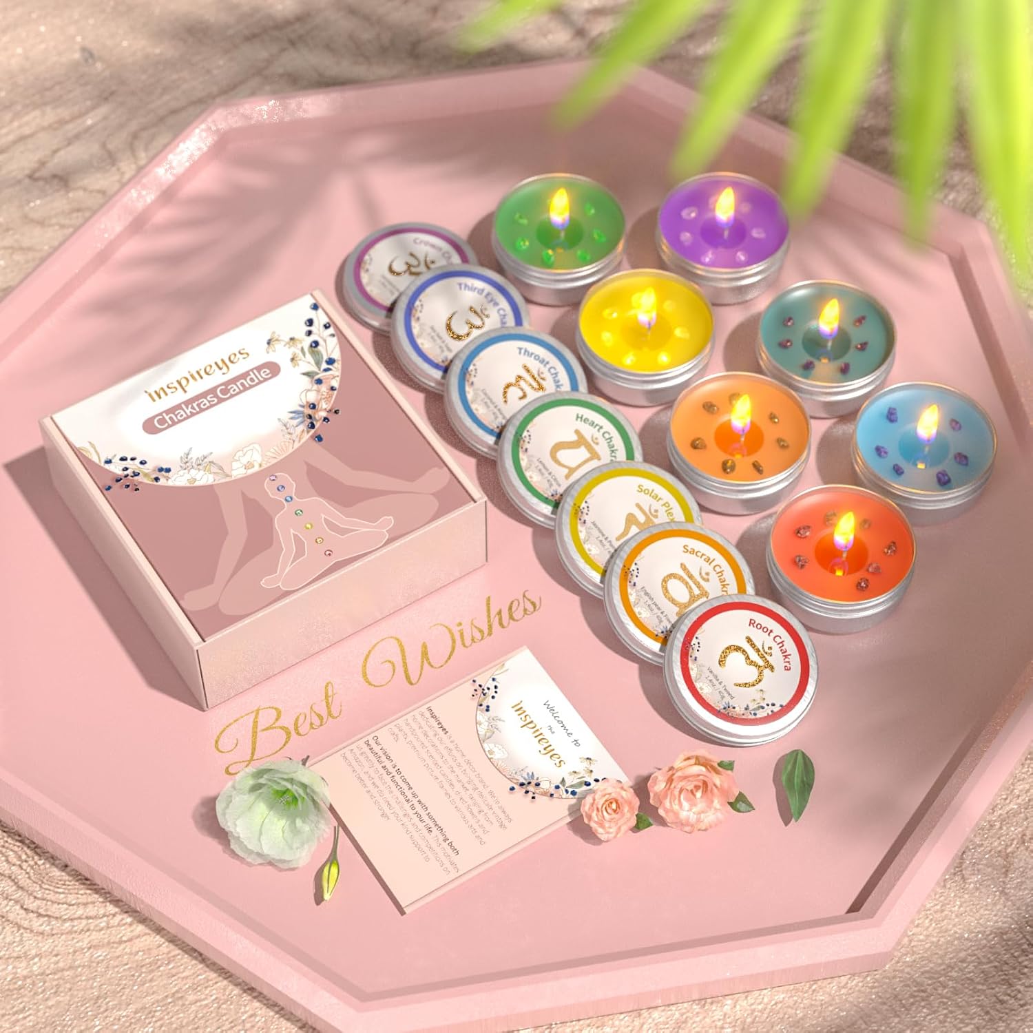 Chakra Candles Set of 7 for Meditation and Healing