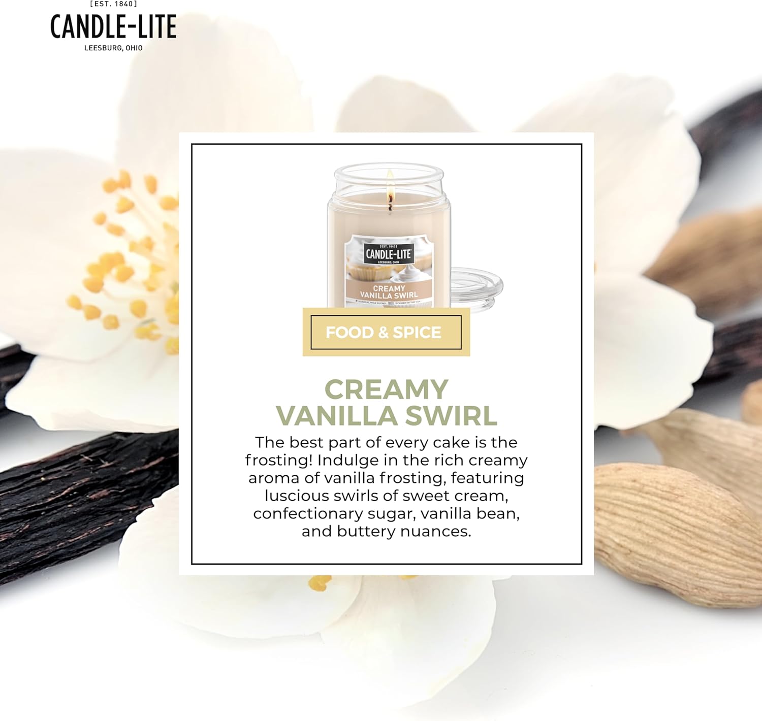 Candle-lite Creamy Vanilla Swirl 18 oz Aromatherapy Candle