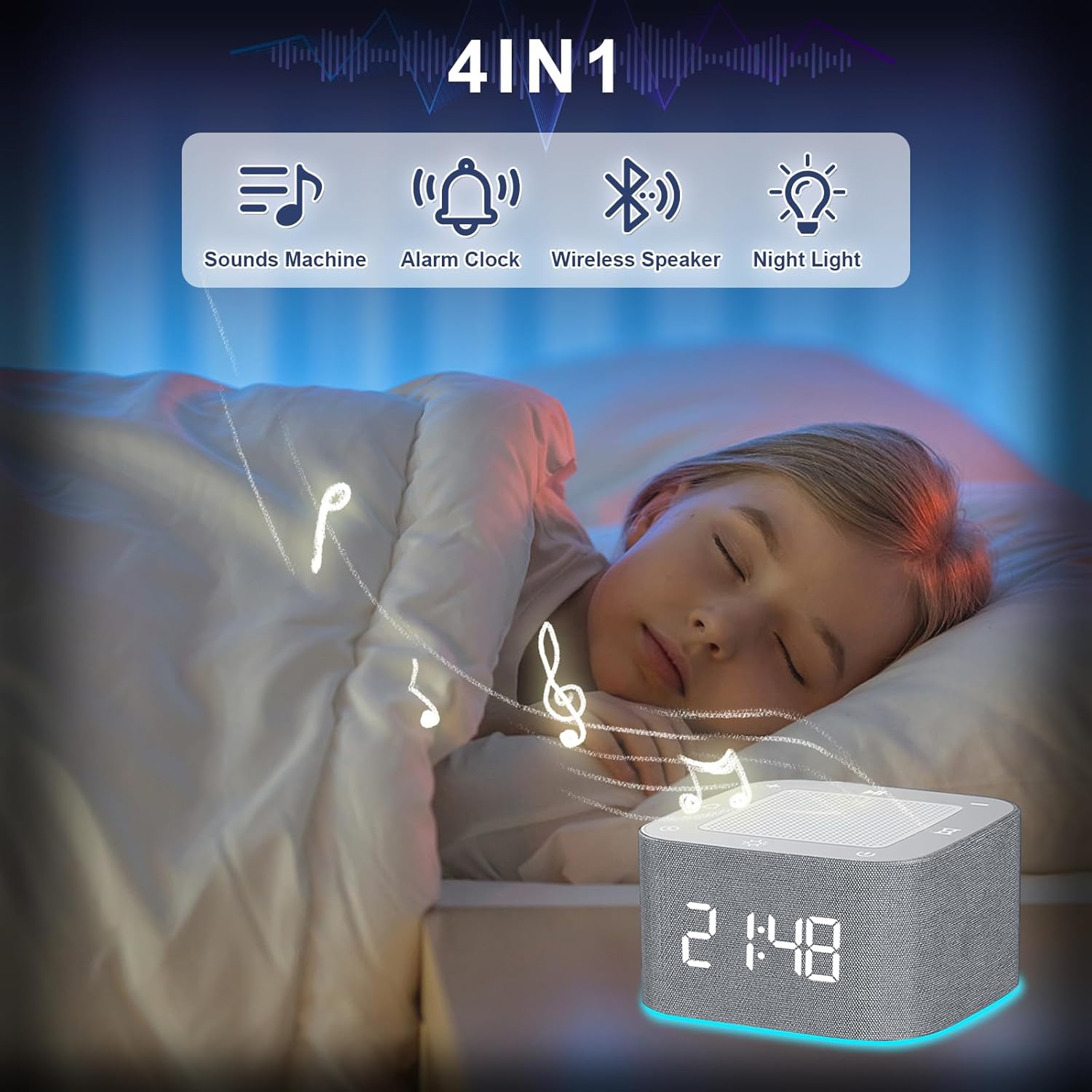 Sound Machine Alarm Clock with 32 Soothing Sounds