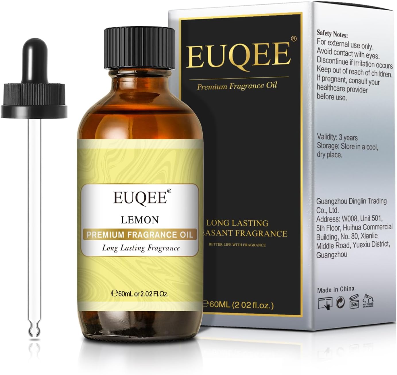 EUQEE Lemon Essential Oil 202 Fl Oz with Glass Dropper