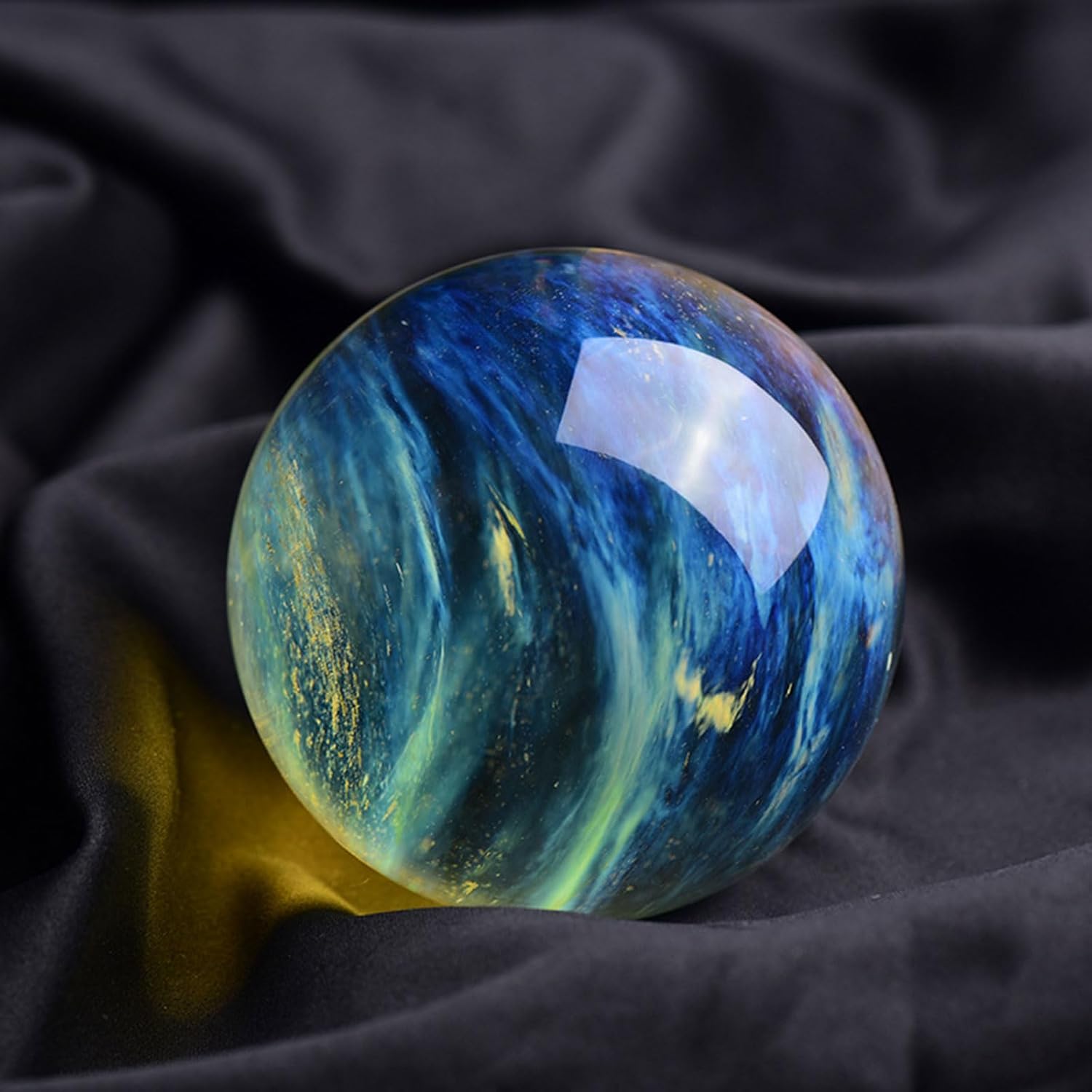 Natural Healing Crystal Sphere Ball with Stand Yellow Melting Quartz Stones 80mm