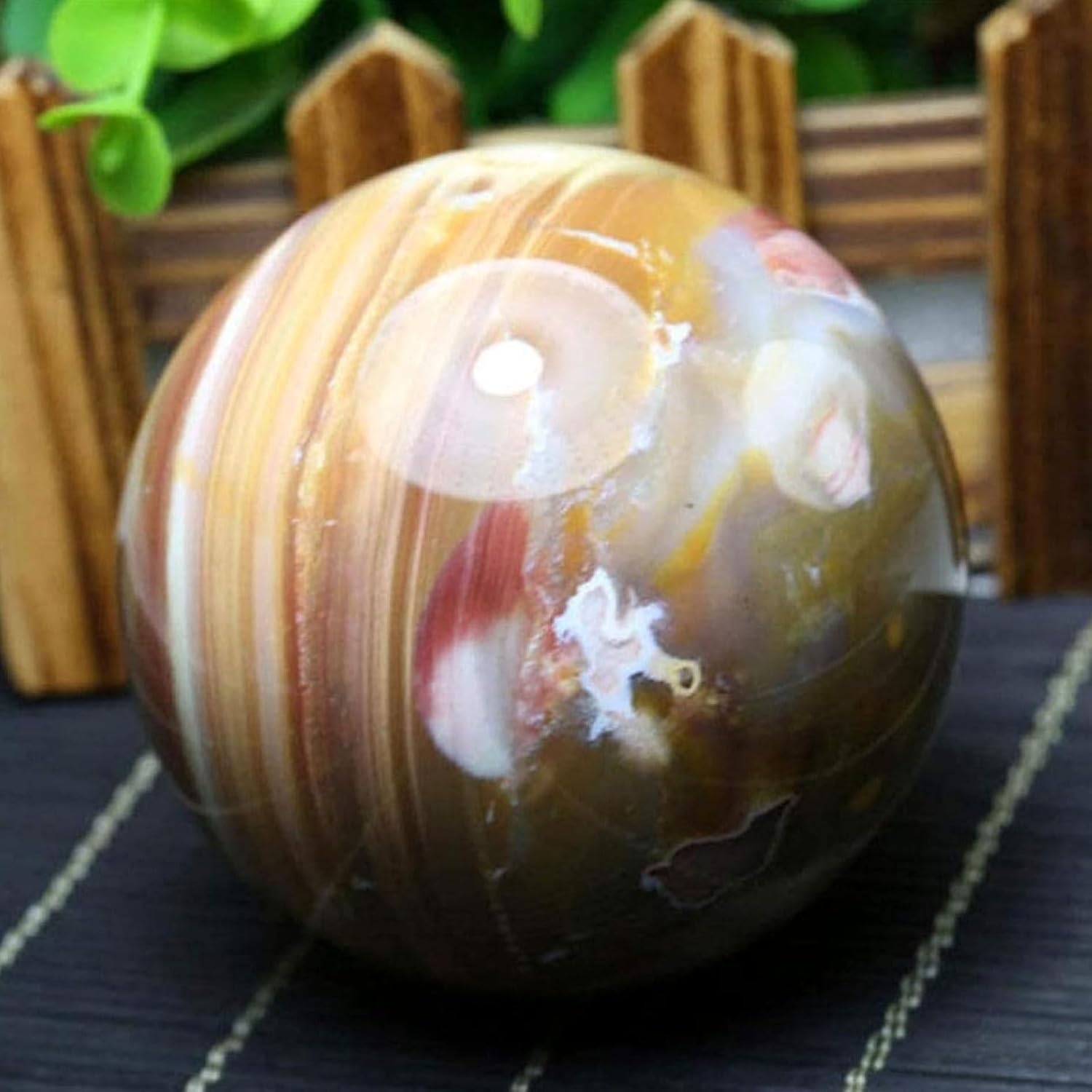 Ocean Jasper Healing Crystal Sphere with Stand 28 Inch