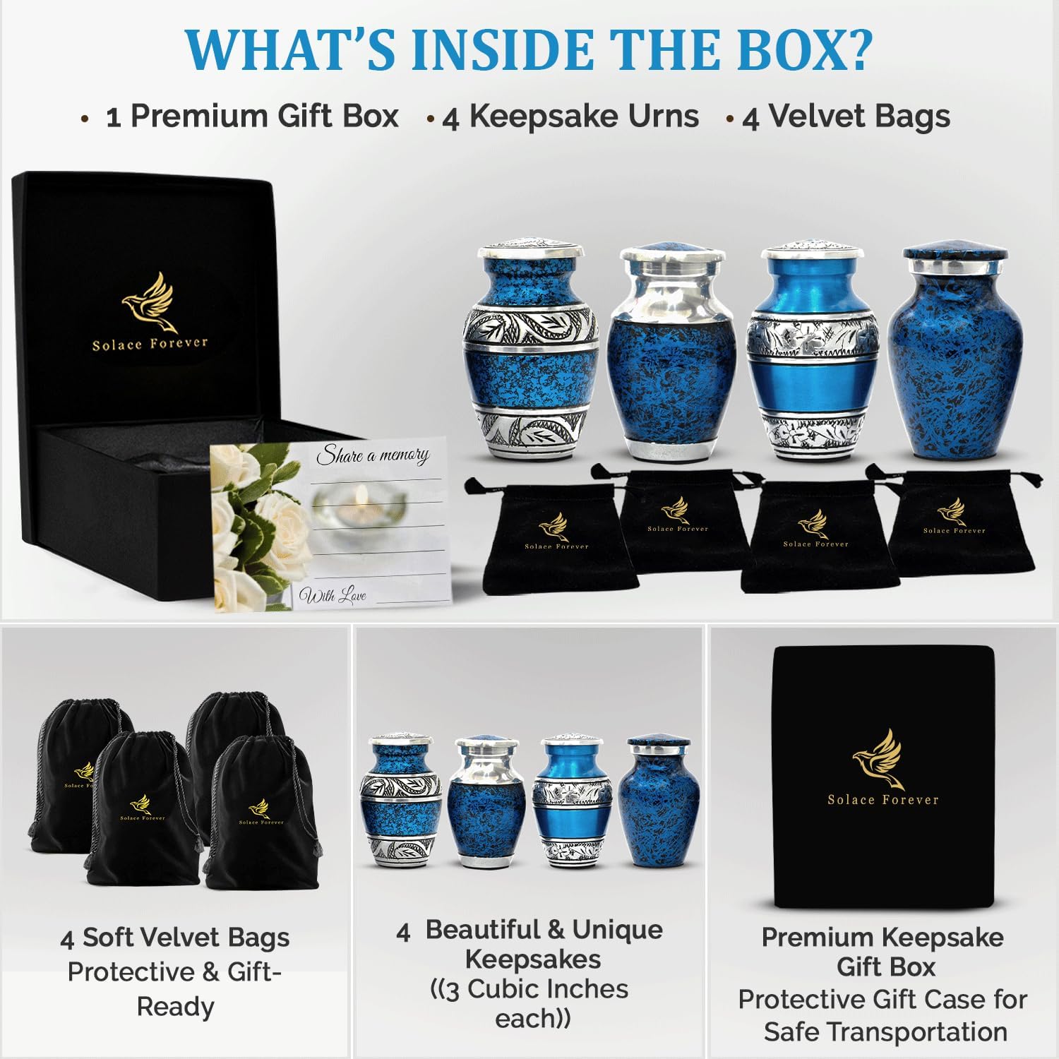 Solace Forever Graceful Small Urns Set of 4