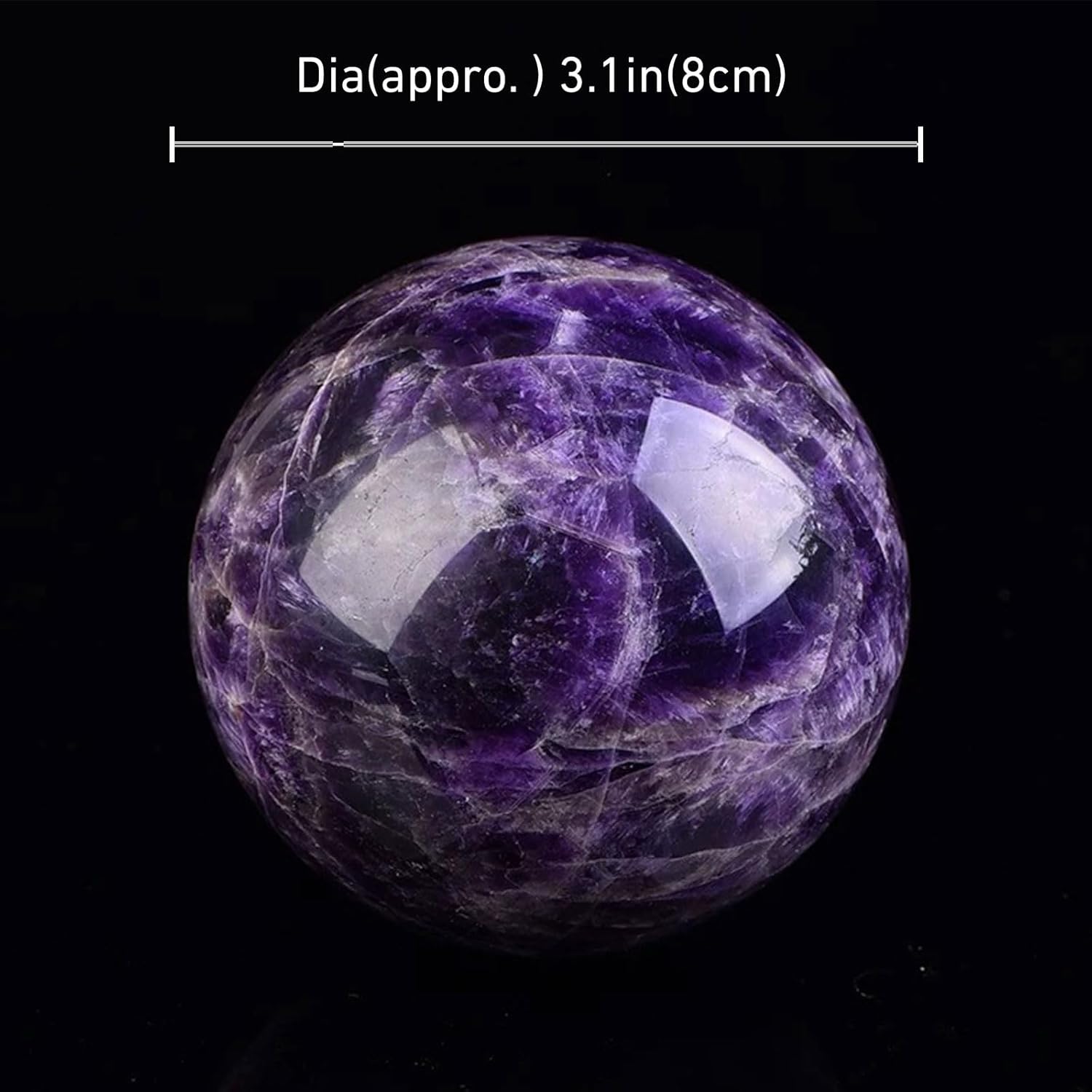 Natural Fantasy Amethyst Sphere Ornament with Stand