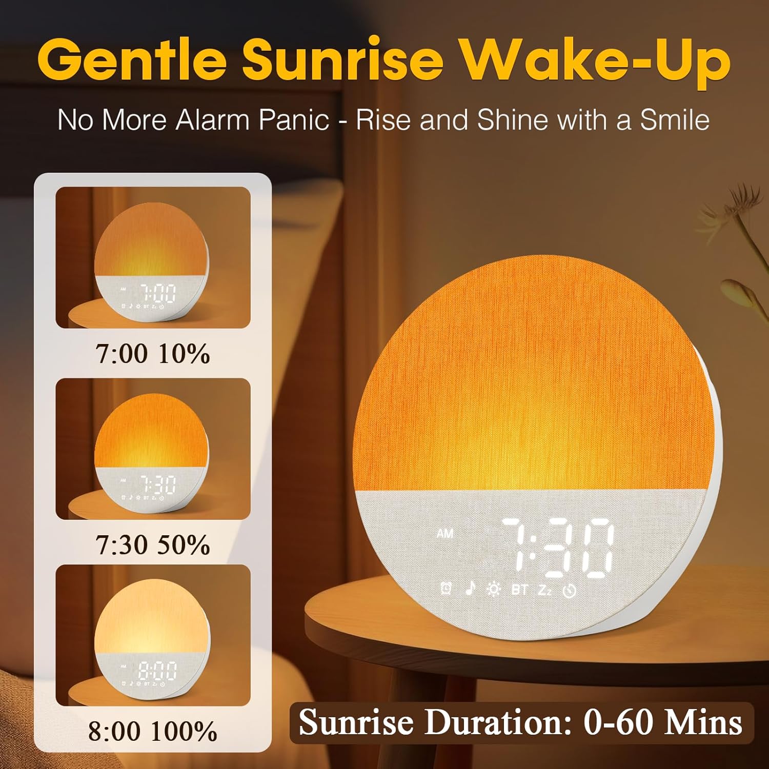 Sunrise Alarm Clock with Sound Machine and Light